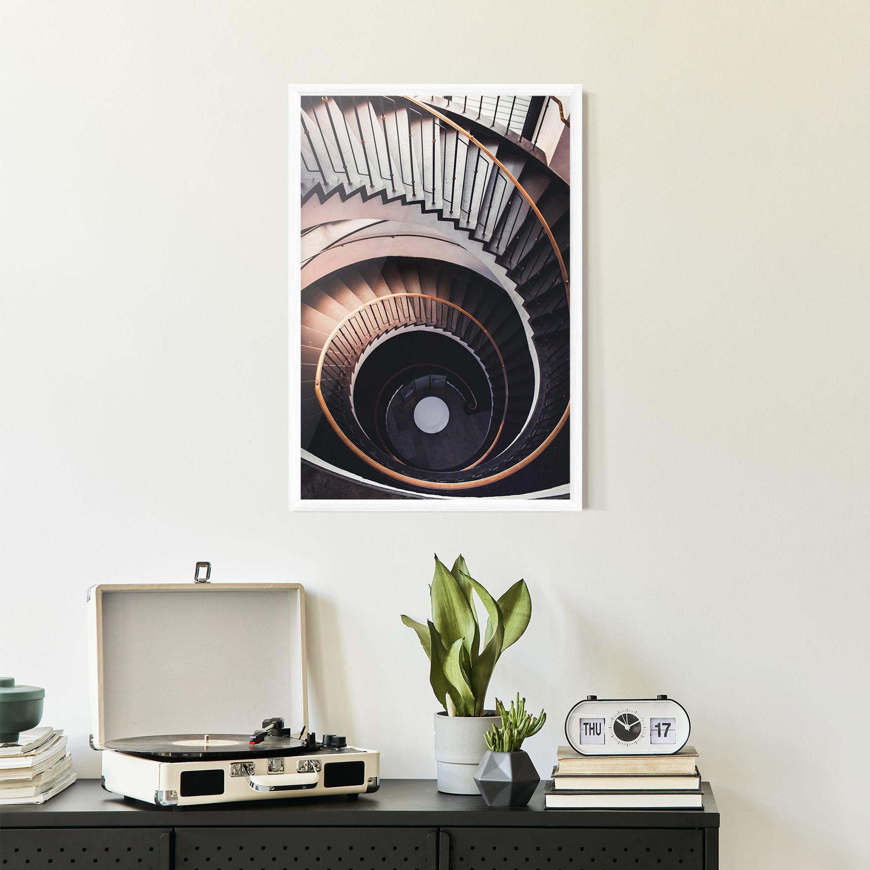 Plakat w Ramie Grey Stairs Spiral mockup 2