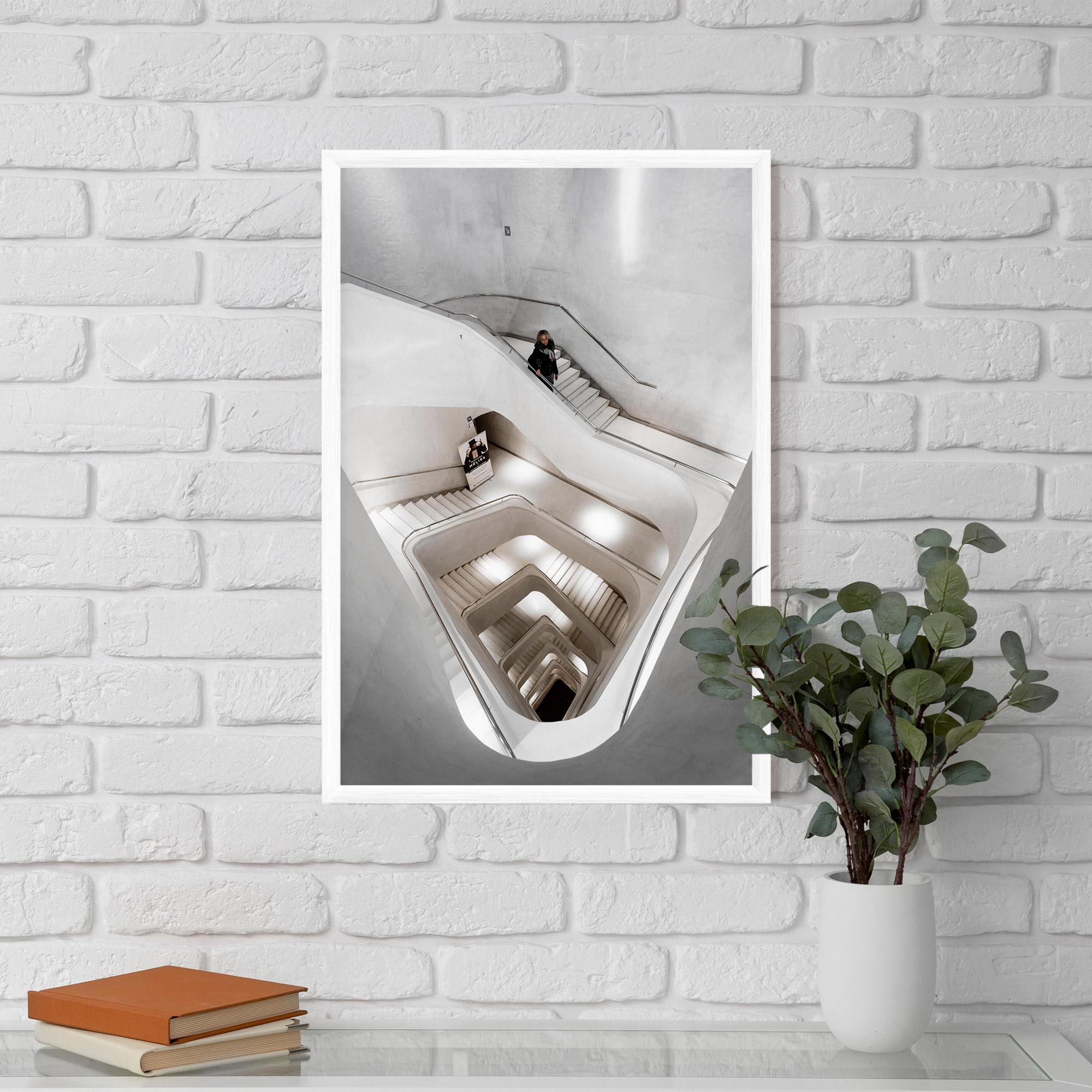 Plakat w Ramie White Stairs Spiral mockup 5