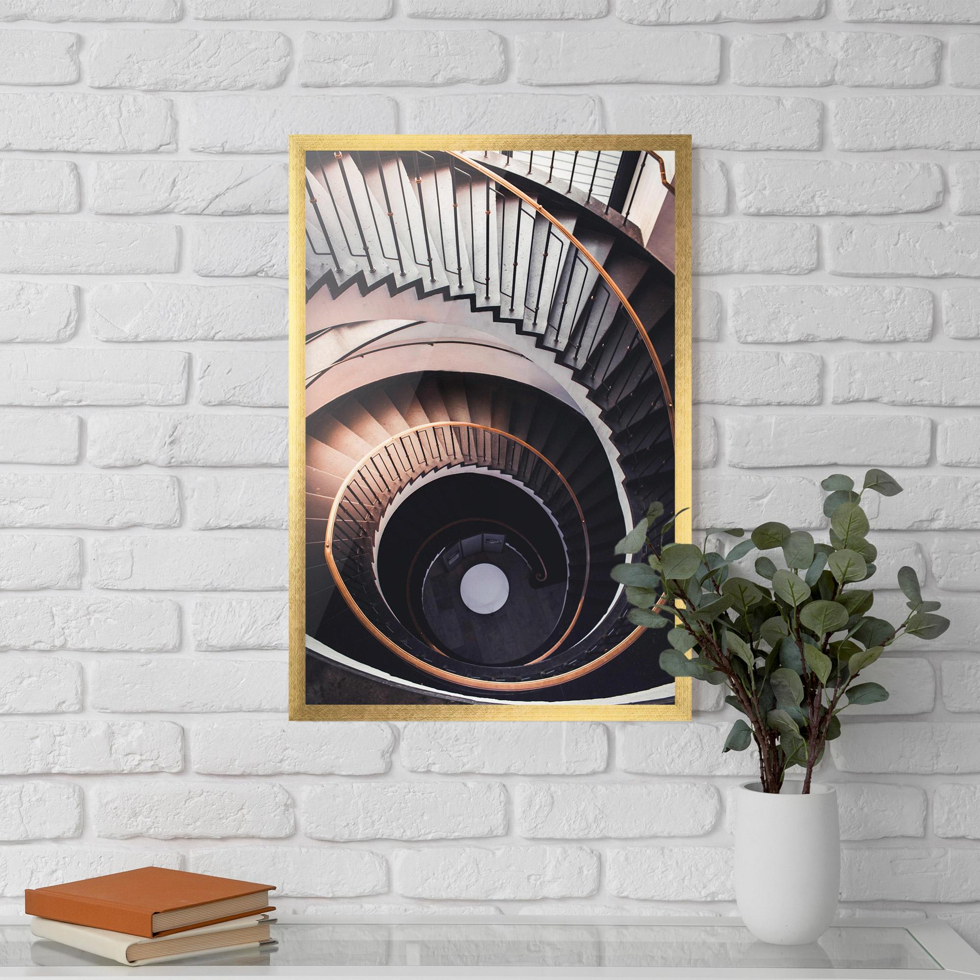 Plakat w Ramie Grey Stairs Spiral mockup 5