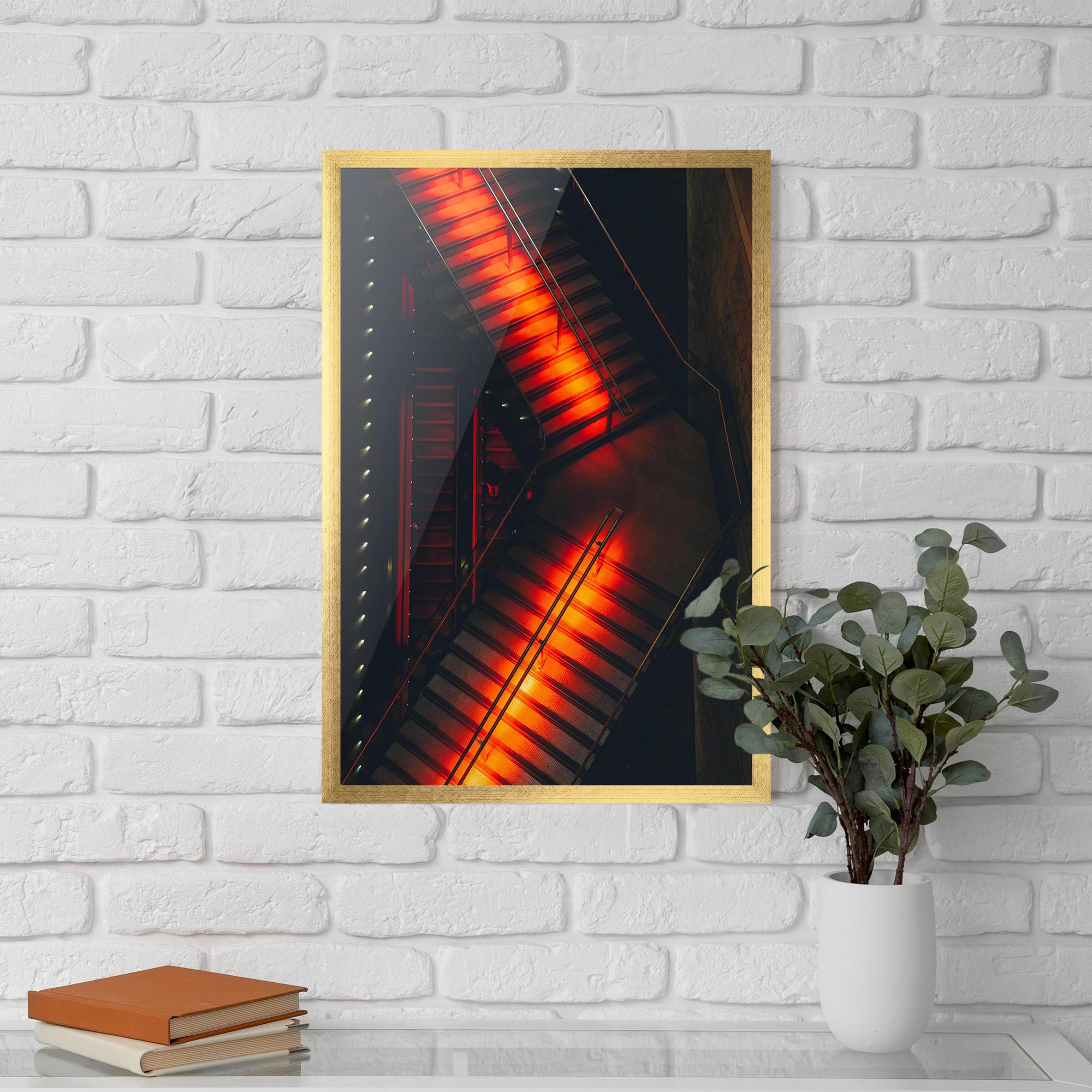 Plakat w Ramie Orange Light Stairs mockup 5