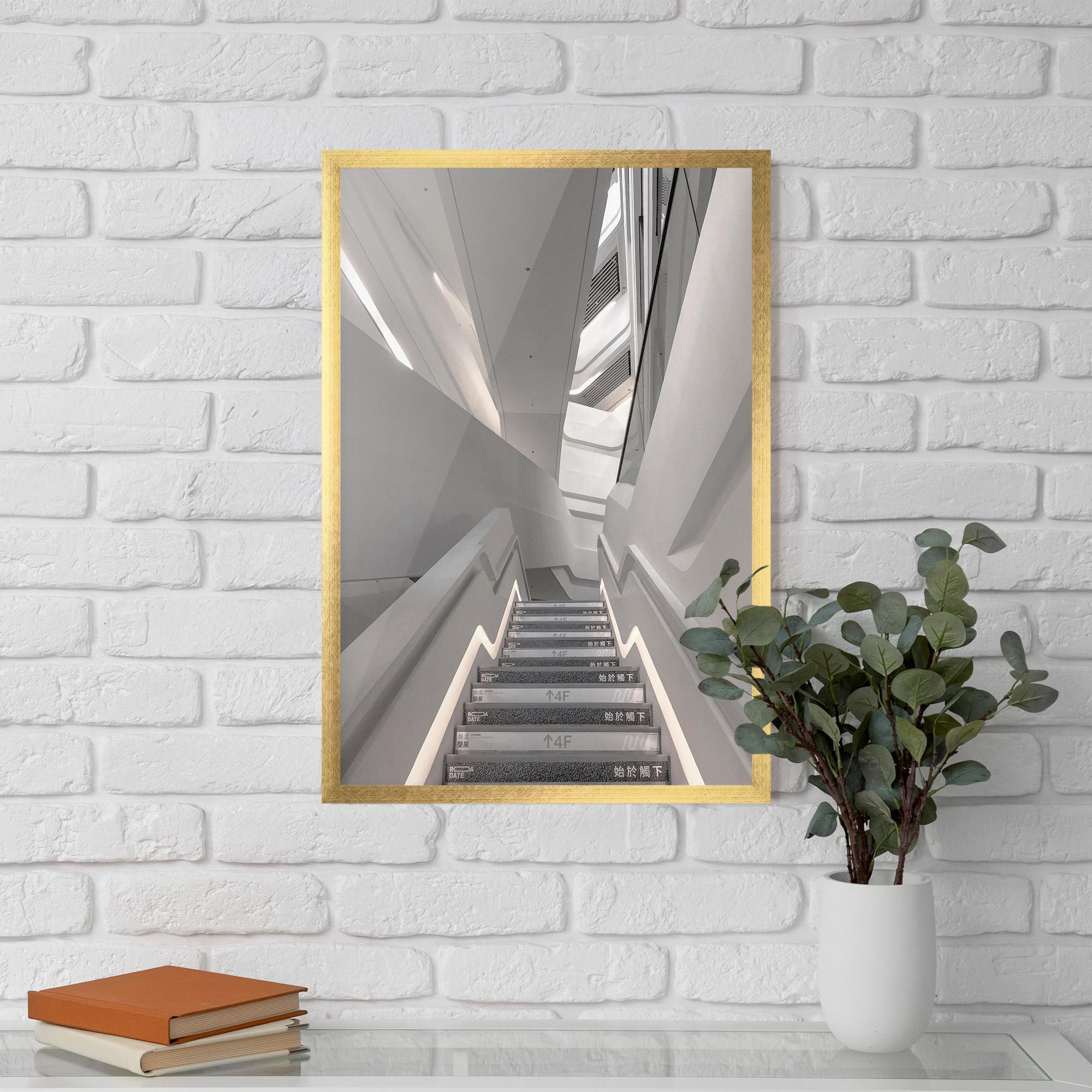 Plakat w Ramie White Line Stairs mockup 5