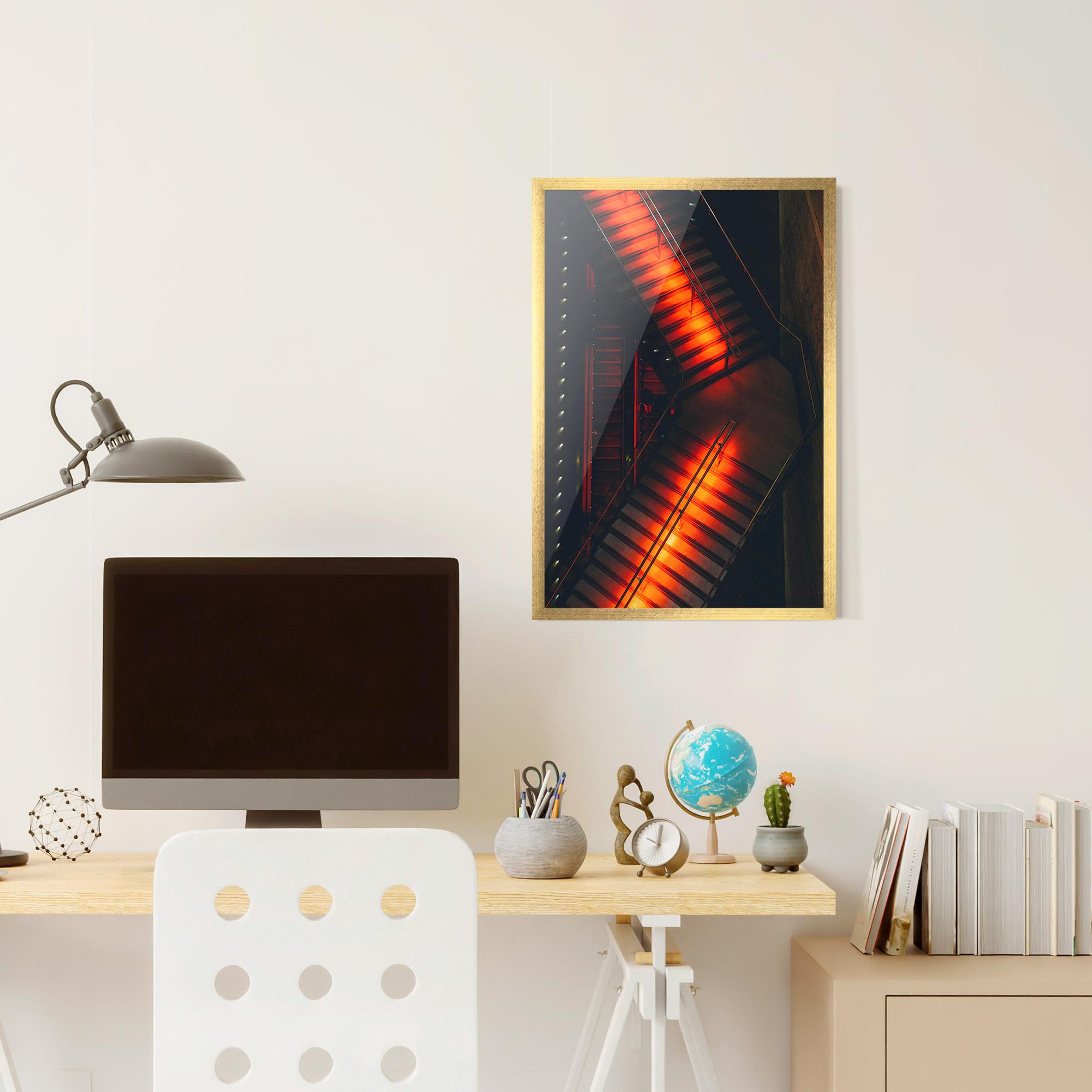 Plakat w Ramie Orange Light Stairs mockup 6