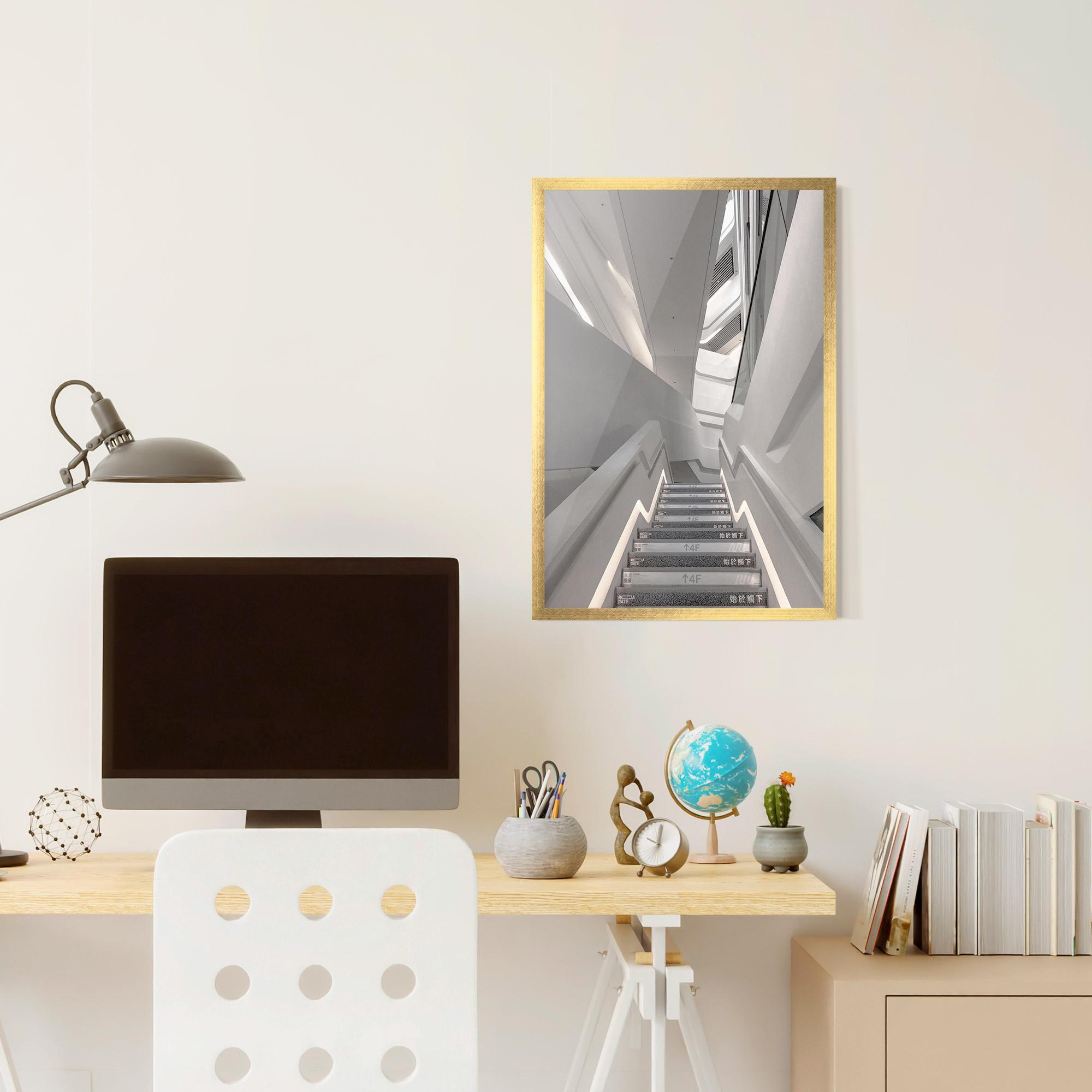 Plakat w Ramie White Line Stairs mockup 6