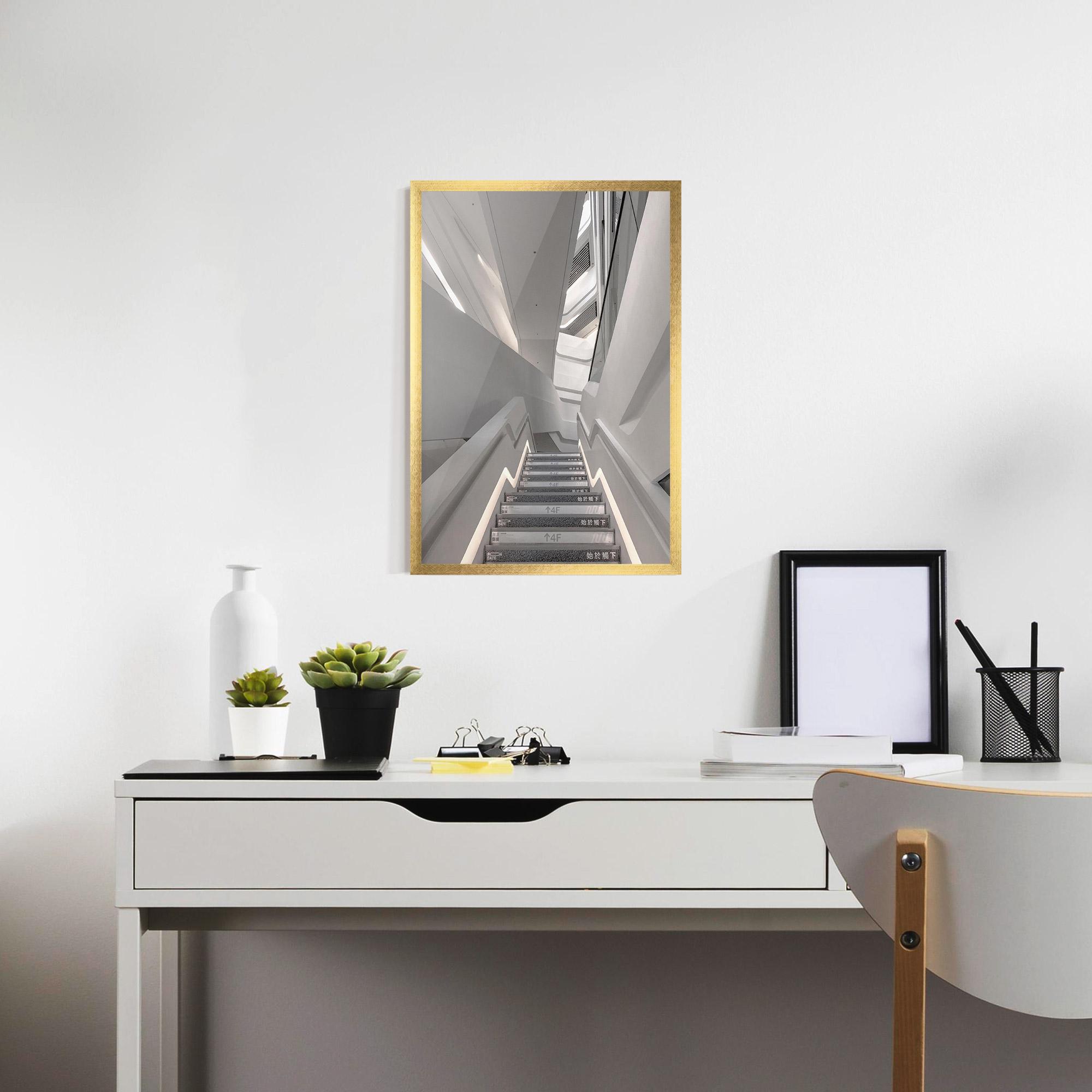 Plakat w Ramie White Line Stairs mockup 7