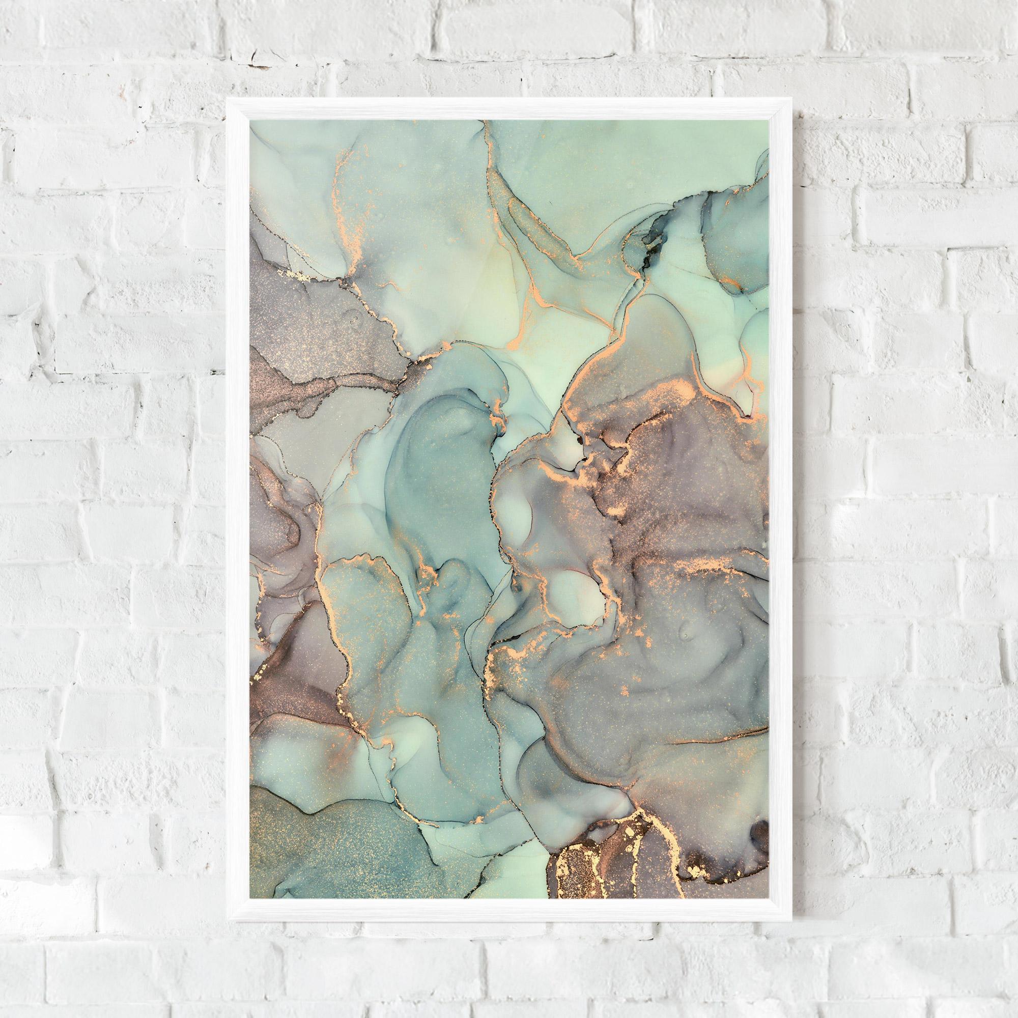 Plakat w Ramie Abstract Turquoise Marble mockup 0