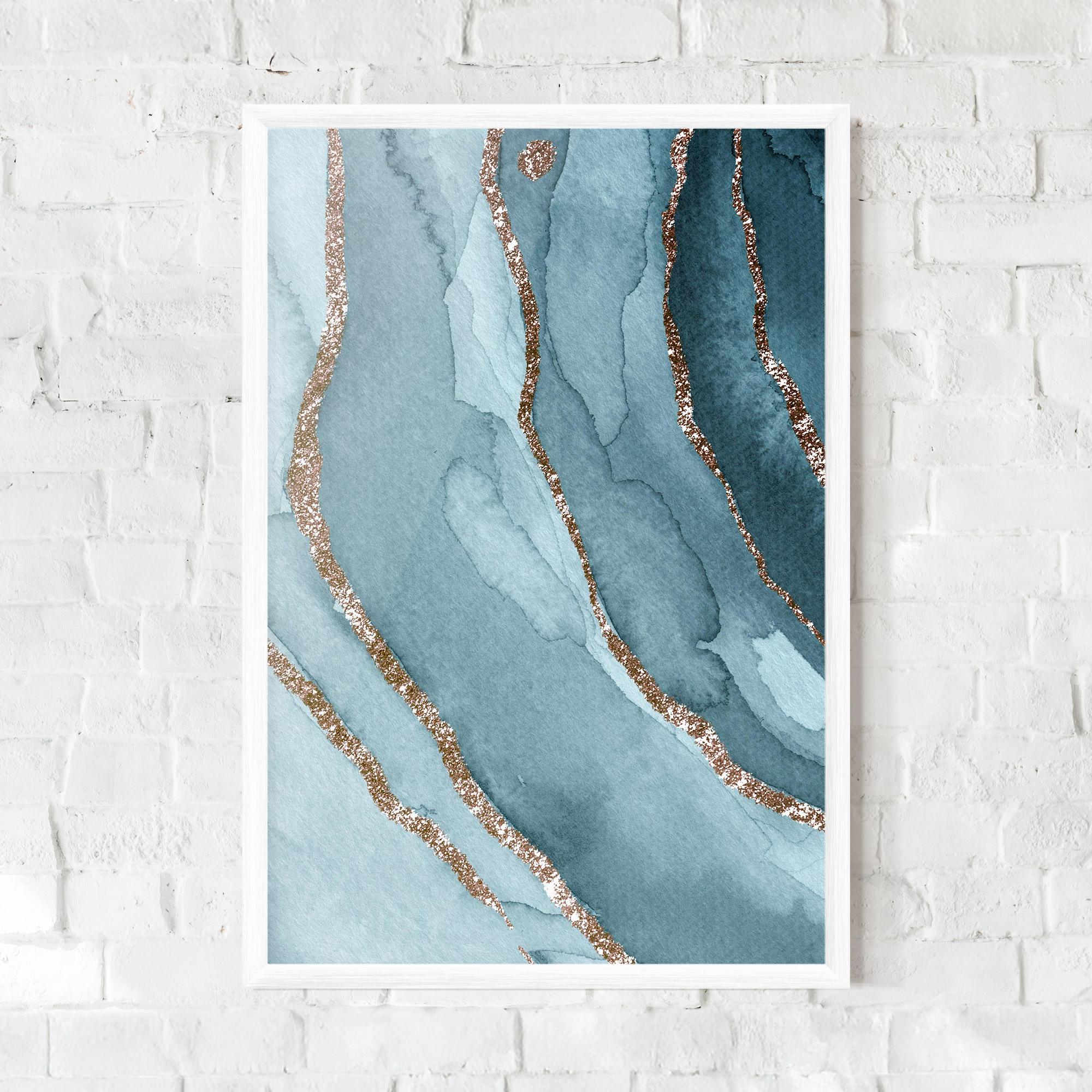 Plakat w Ramie Blue Golden Glitter mockup 0