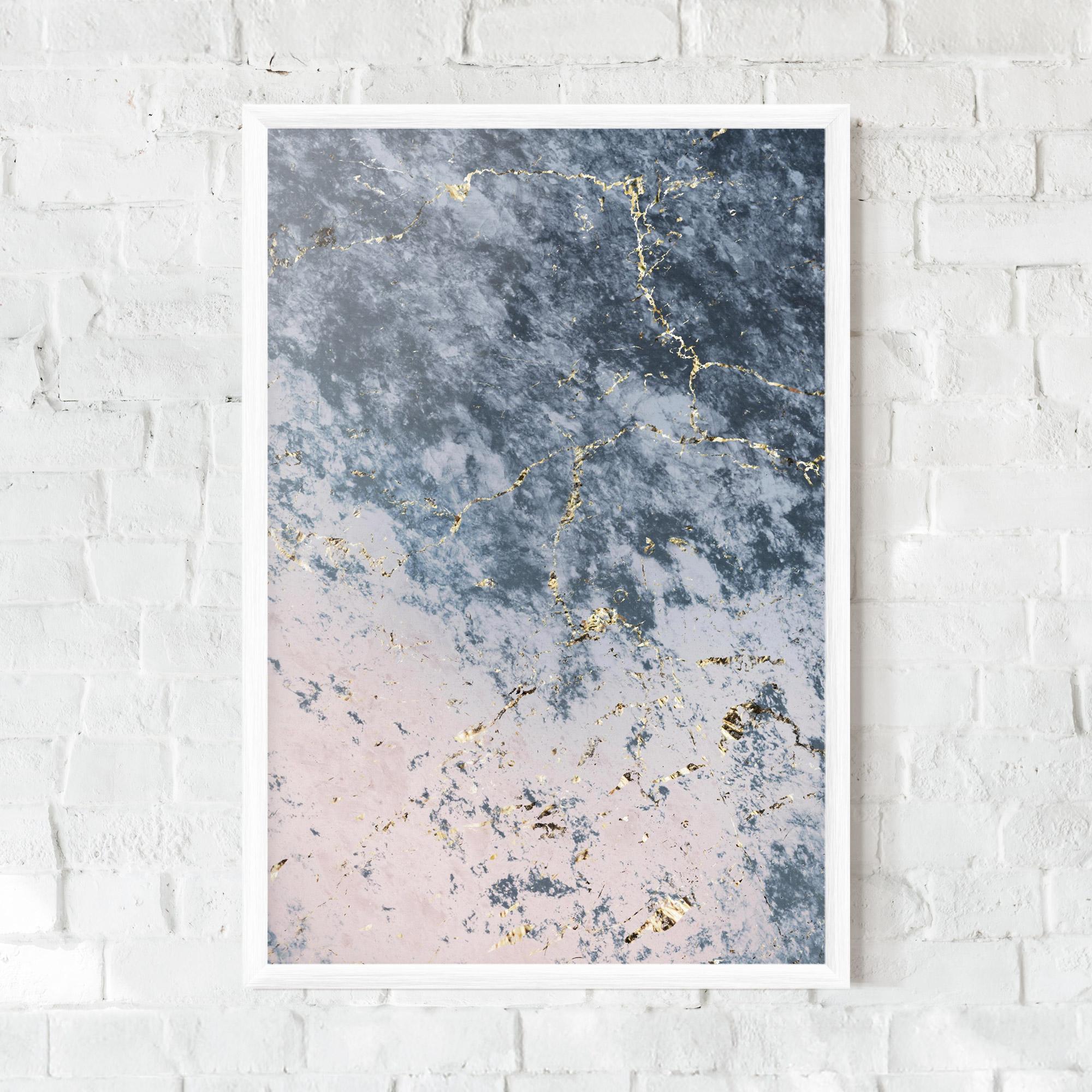 Plakat w Ramie Blue Golden Lines mockup 0