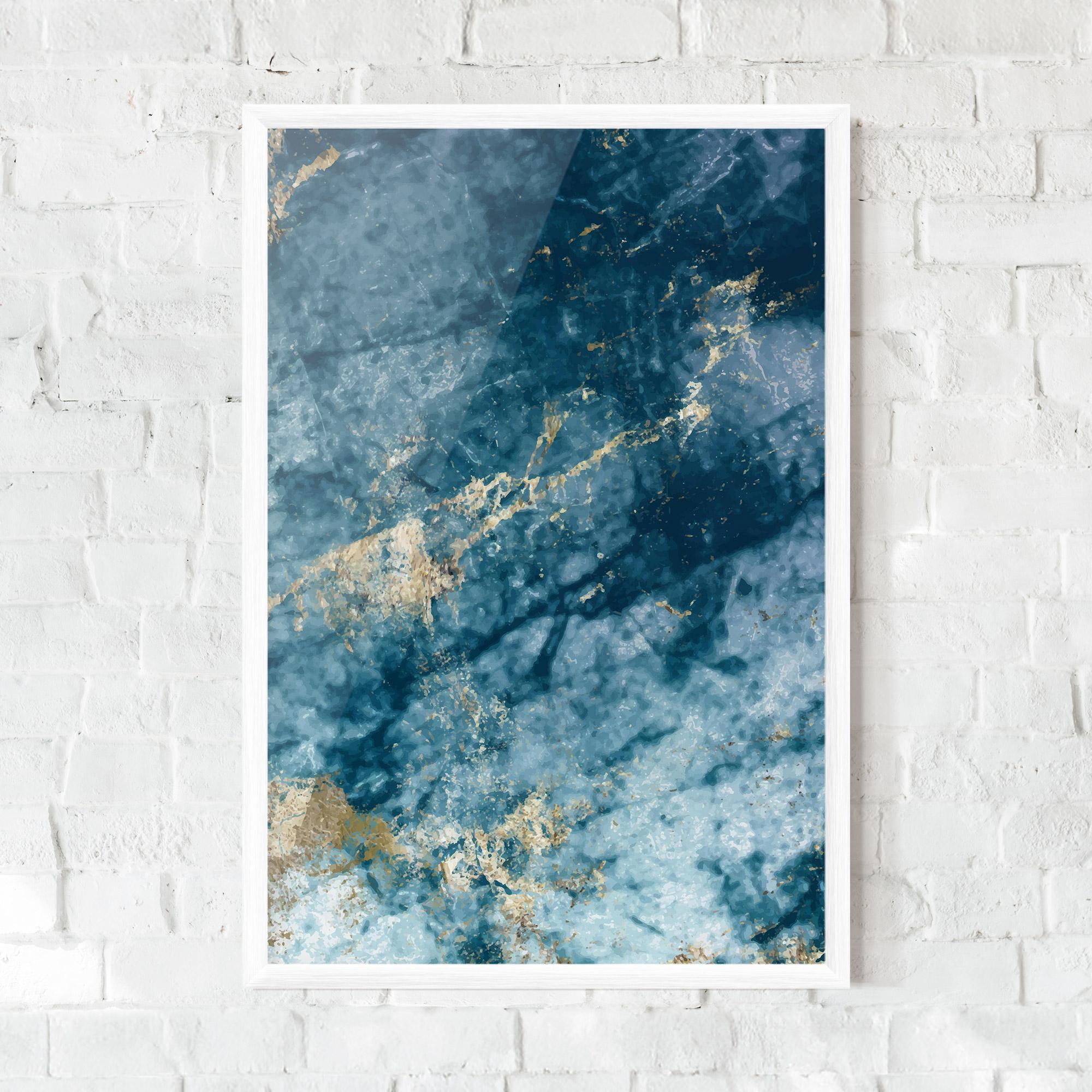 Plakat w Ramie Blue Water Marble mockup 0