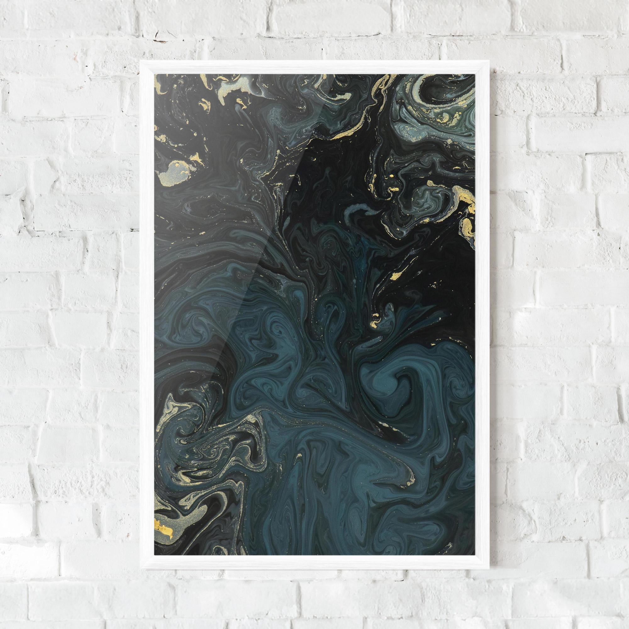 Plakat w Ramie Dark Blue Marble mockup 0