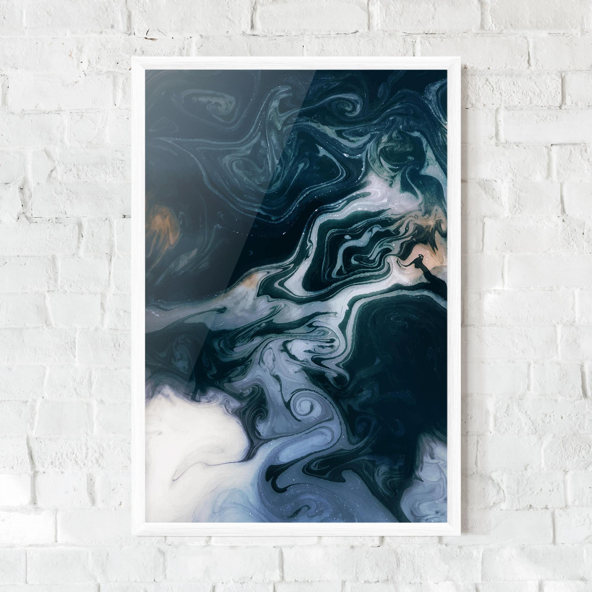 Plakat w Ramie Dark Blue With White mockup 0