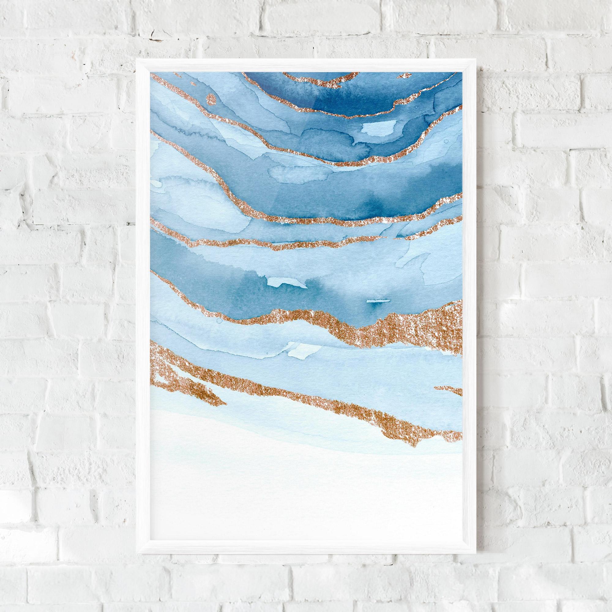 Plakat w Ramie Golden Glitter Blue mockup 0