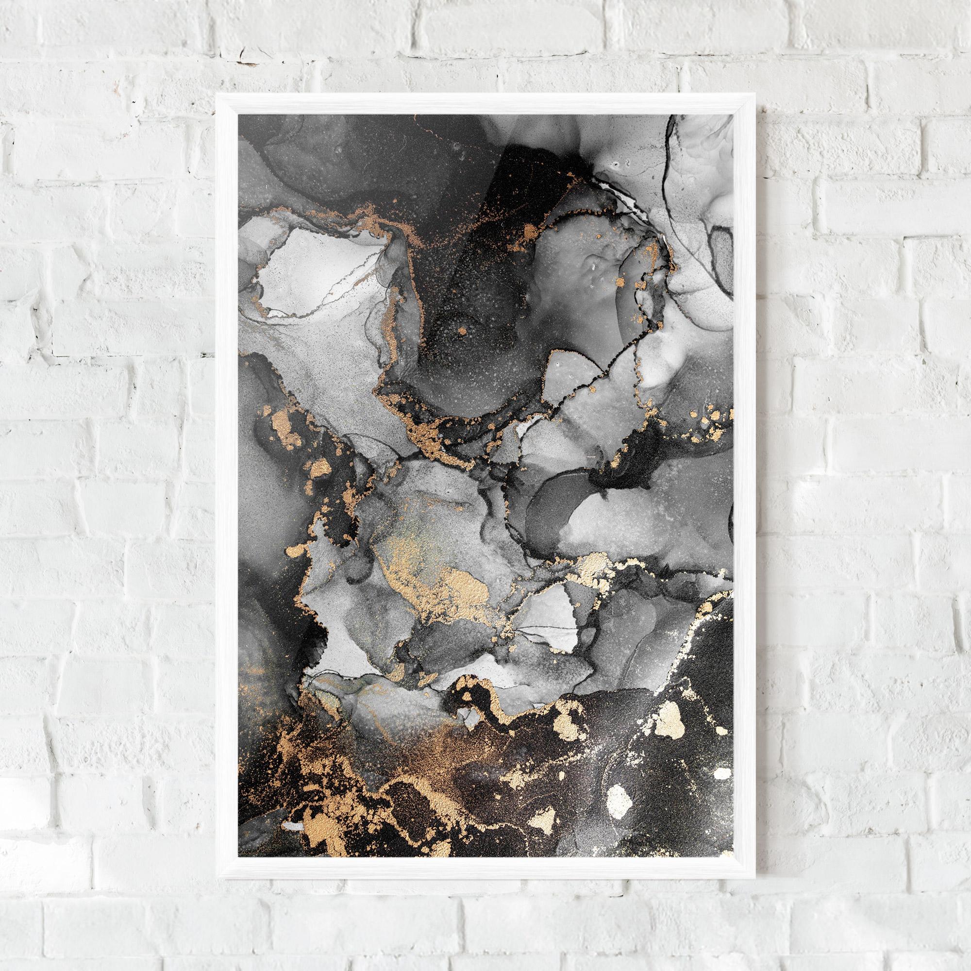 Plakat w Ramie Grey Gold Marble mockup 0