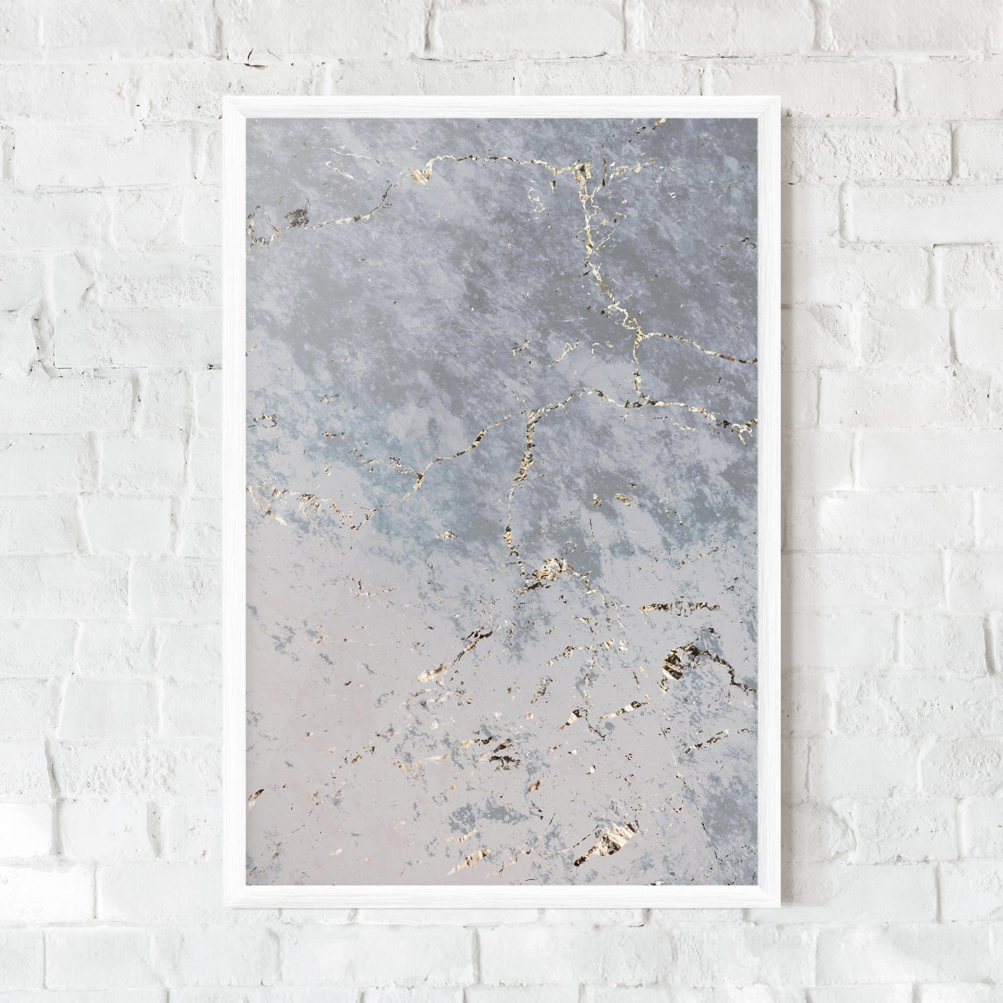 Plakat w Ramie Light Blue Golden Lines mockup 0