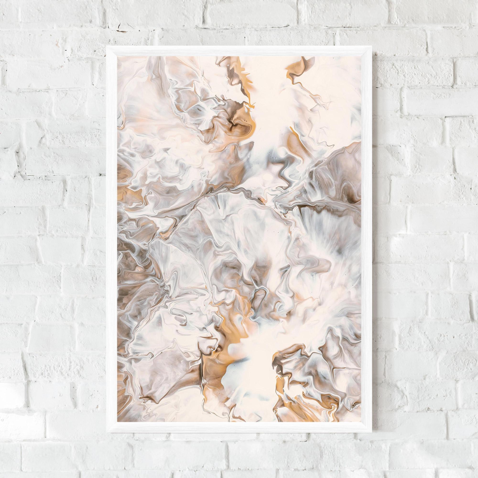 Plakat w Ramie White Gold Abstract mockup 0