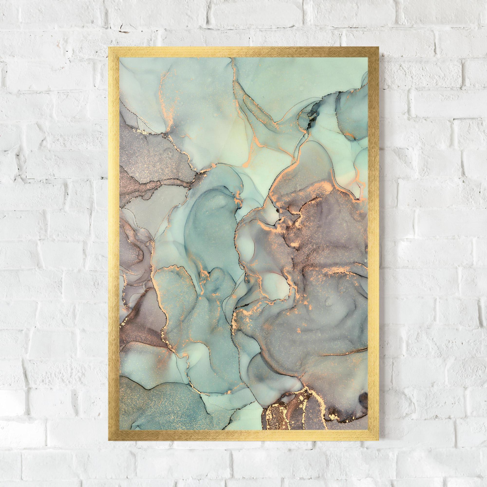 Plakat w Ramie Abstract Turquoise Marble mockup 0