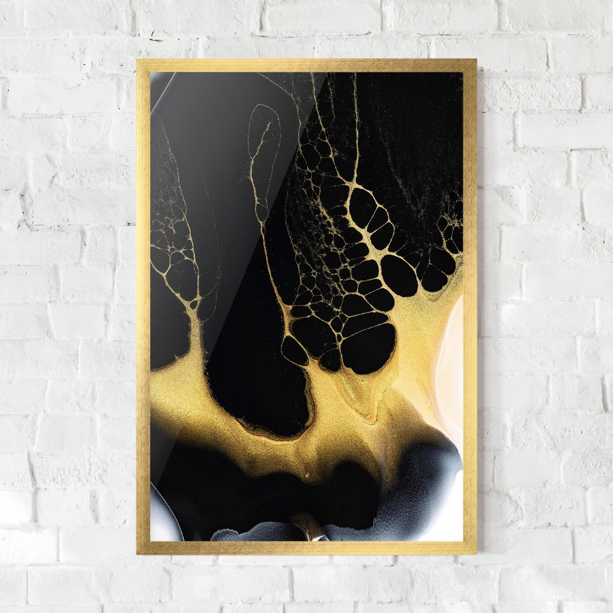 Plakat w Ramie Black Golden Marble mockup 0