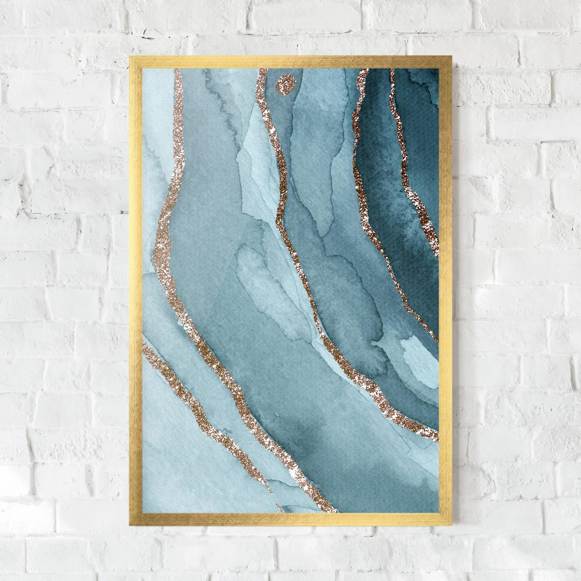 Plakat w Ramie Blue Golden Glitter mockup 0