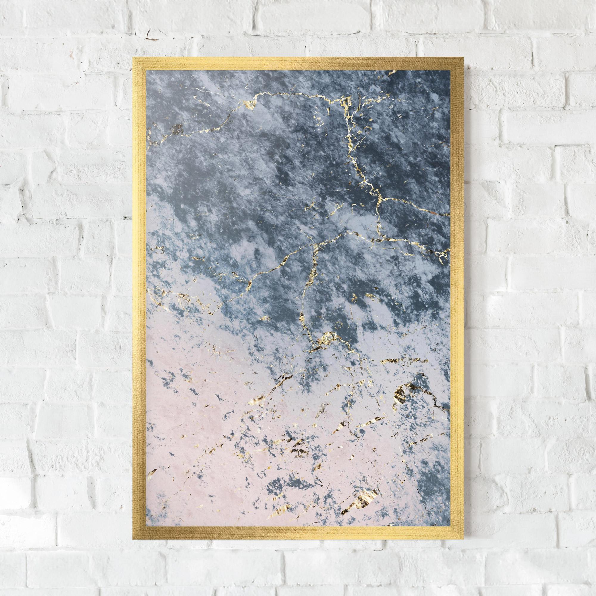 Plakat w Ramie Blue Golden Lines mockup 0