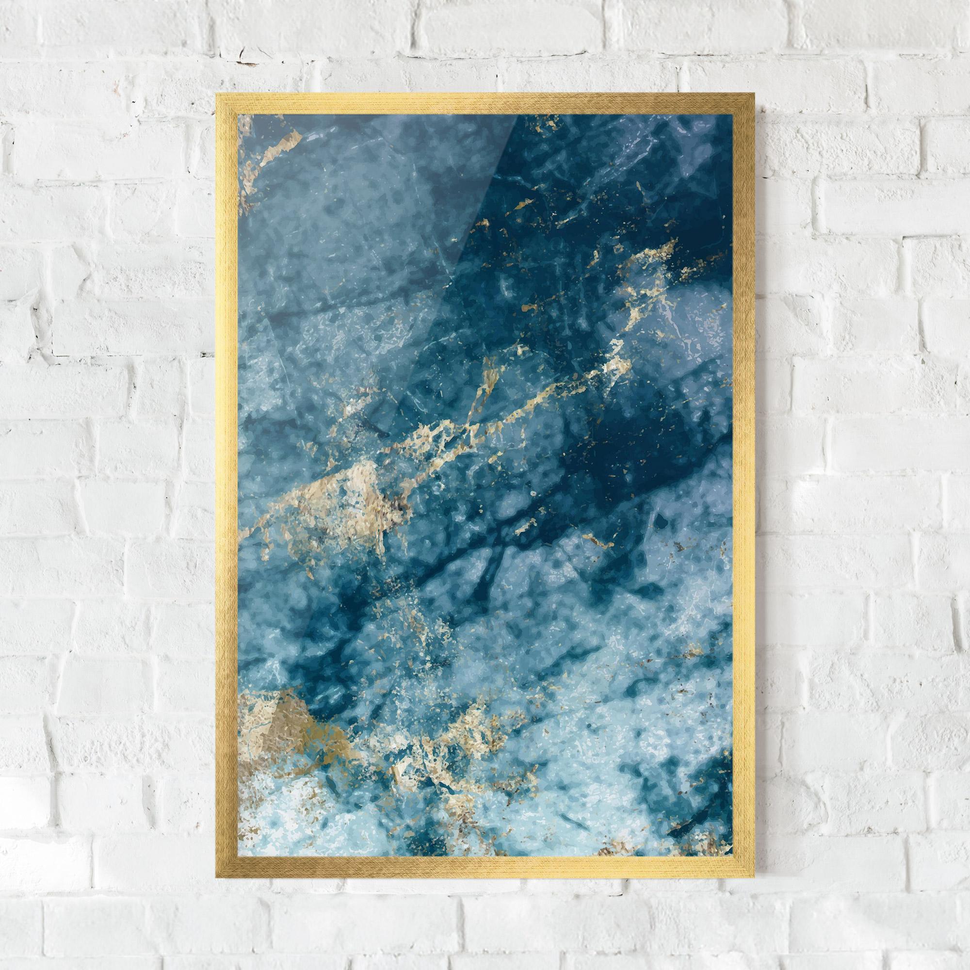 Plakat w Ramie Blue Water Marble mockup 0