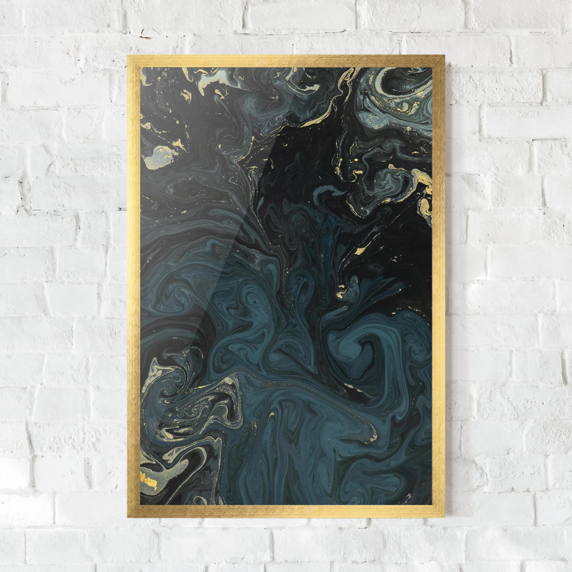 Plakat w Ramie Dark Blue Marble mockup 0