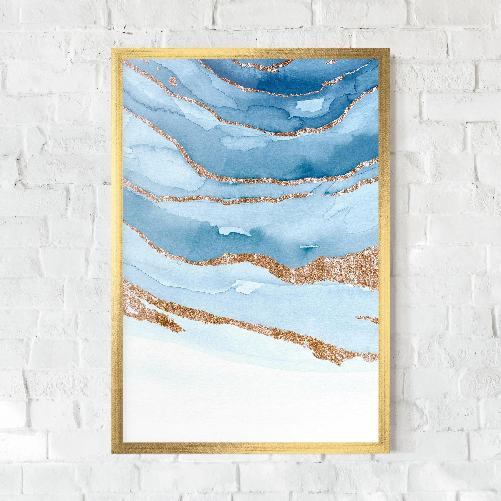 Plakat w Ramie Golden Glitter Blue mockup 0