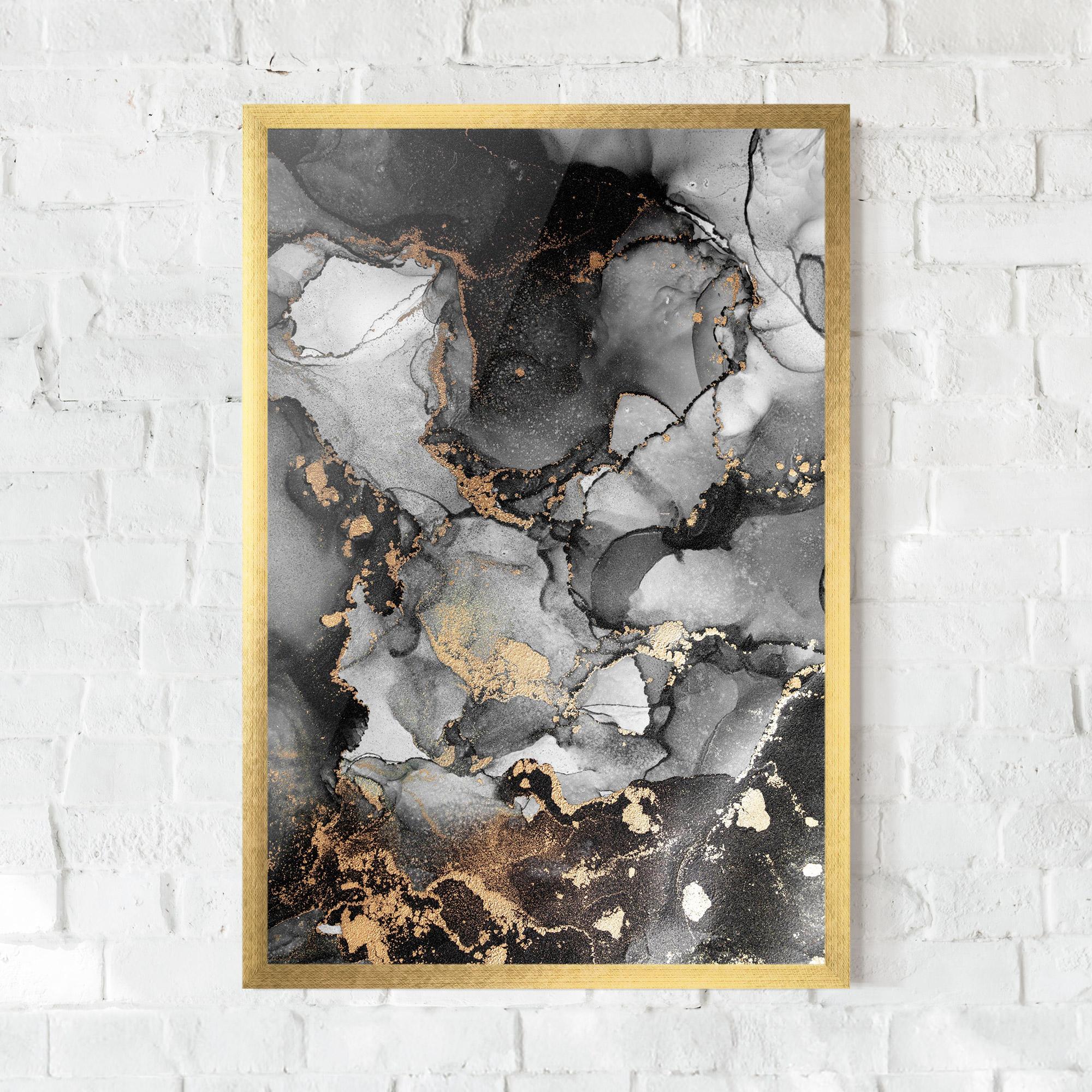Plakat w Ramie Grey Gold Marble mockup 0