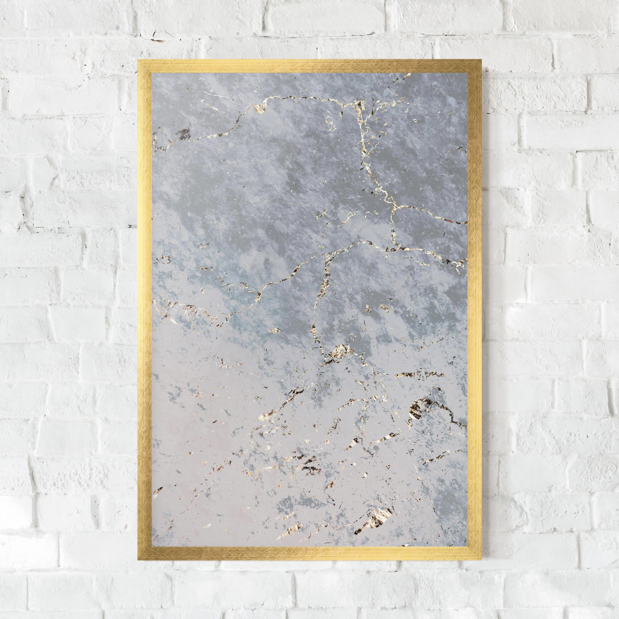 Plakat w Ramie Light Blue Golden Lines mockup 0