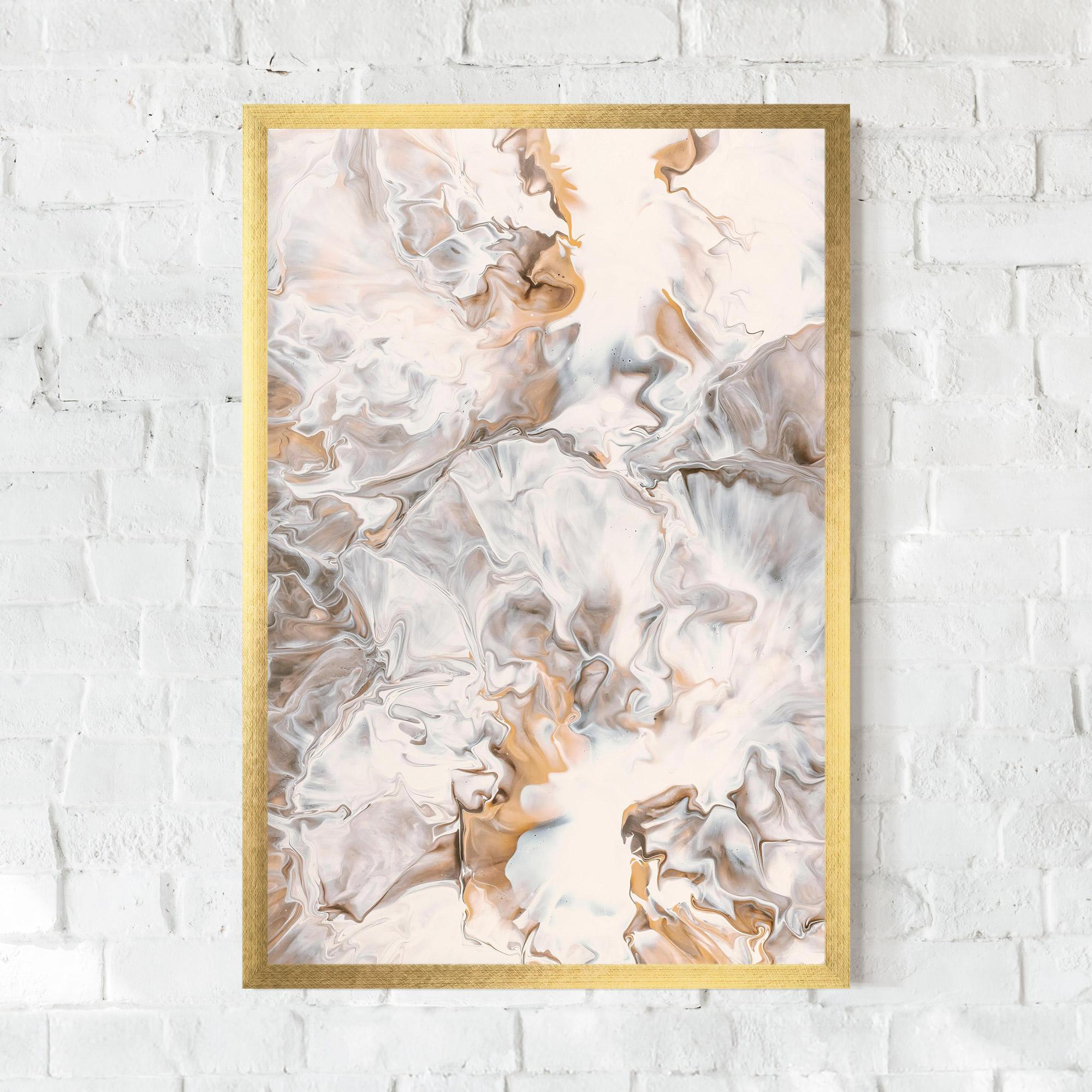 Plakat w Ramie White Gold Abstract mockup 0