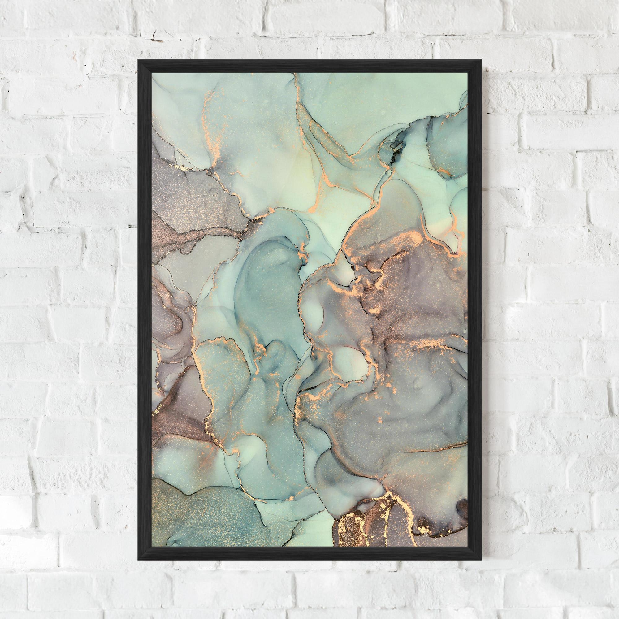 Plakat w Ramie Abstract Turquoise Marble mockup 0