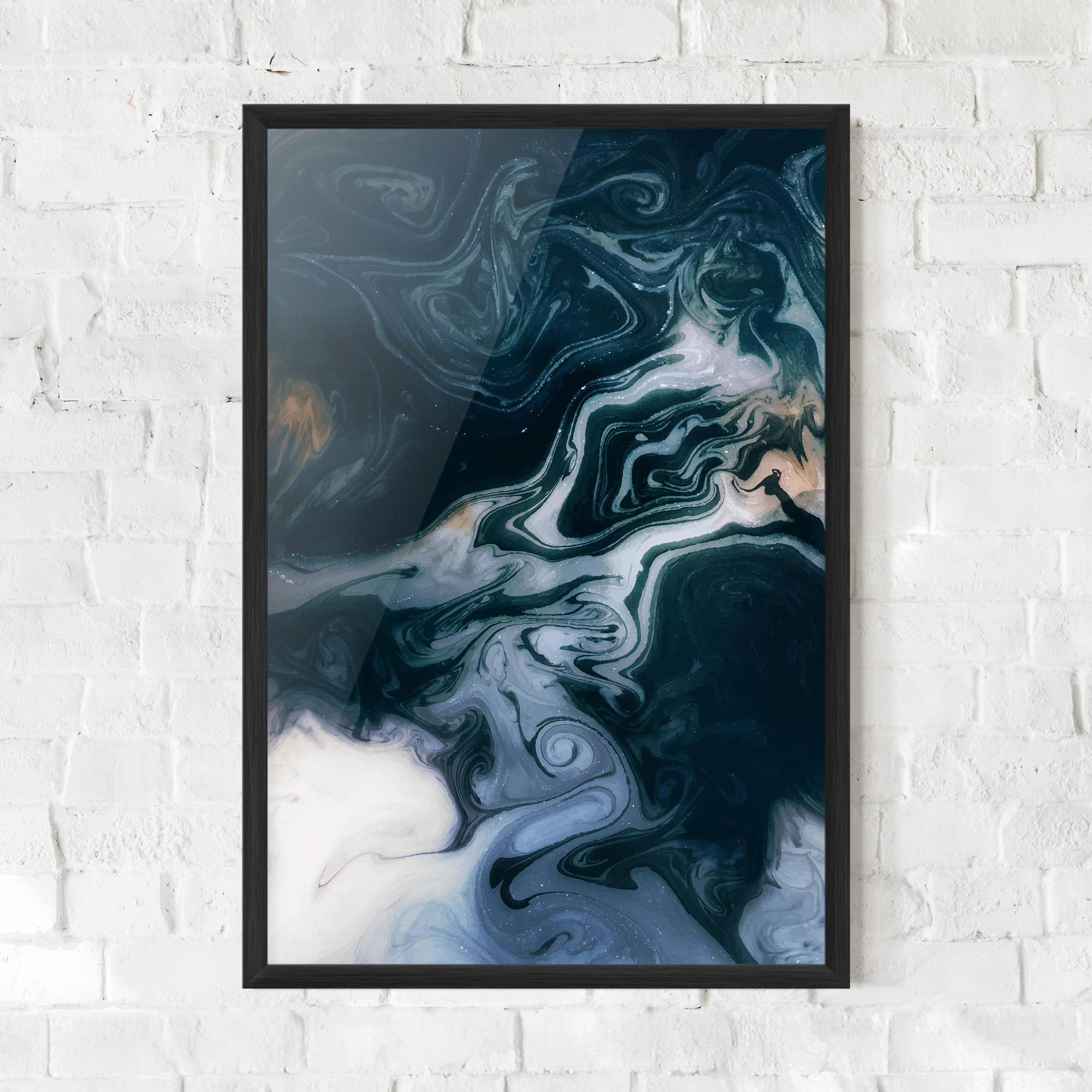 Plakat w Ramie Dark Blue With White mockup 0