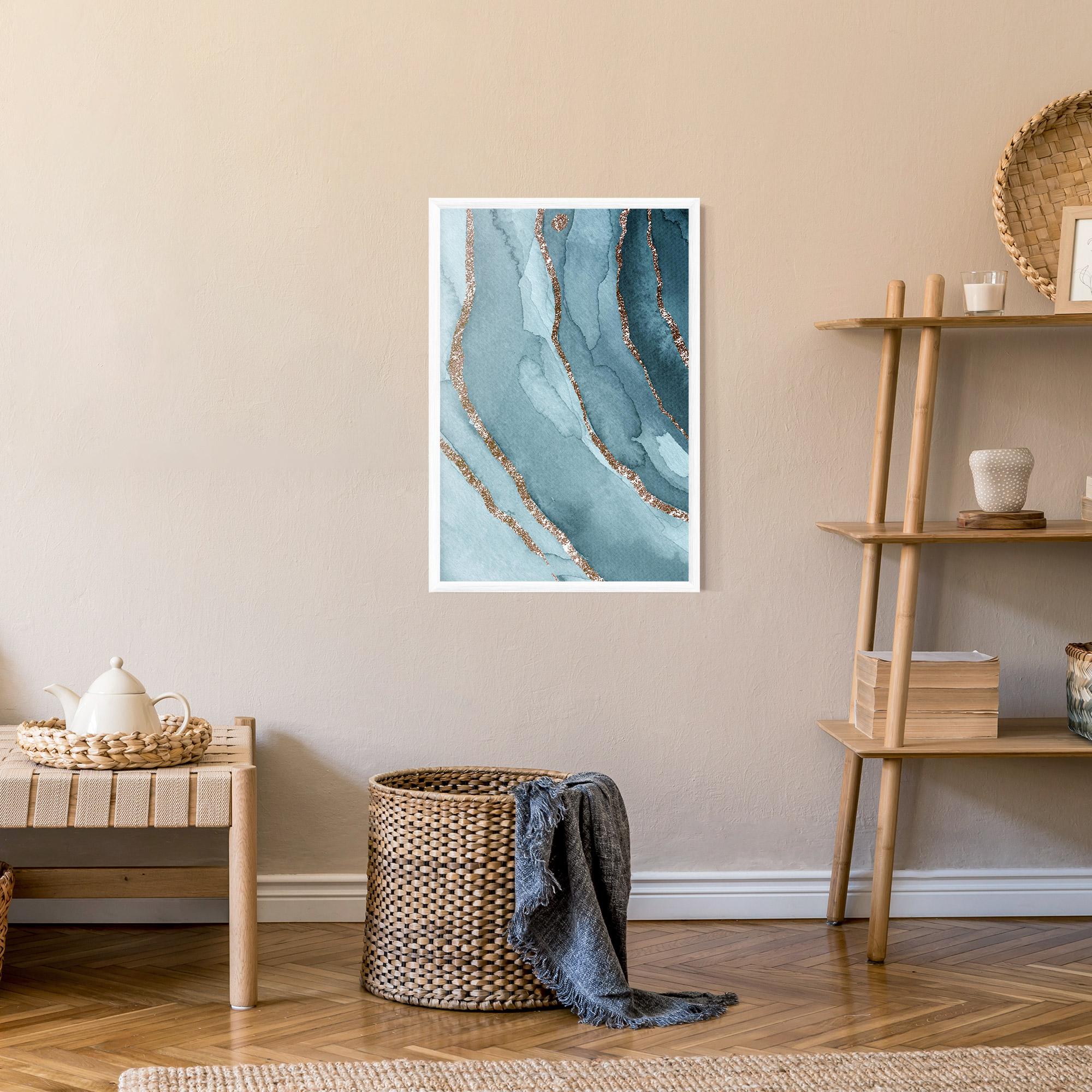 Plakat w Ramie Blue Golden Glitter mockup 9