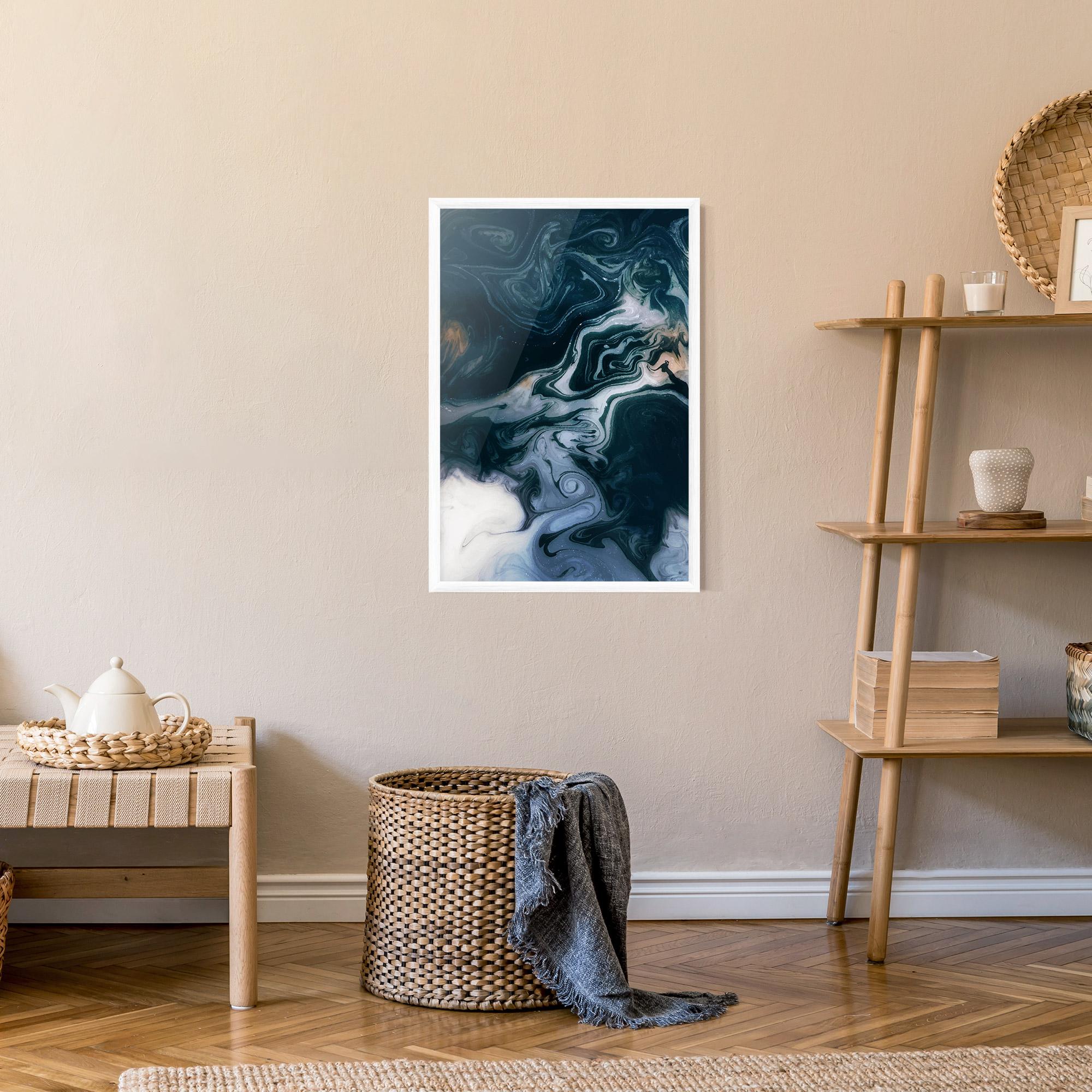 Plakat w Ramie Dark Blue With White mockup 9