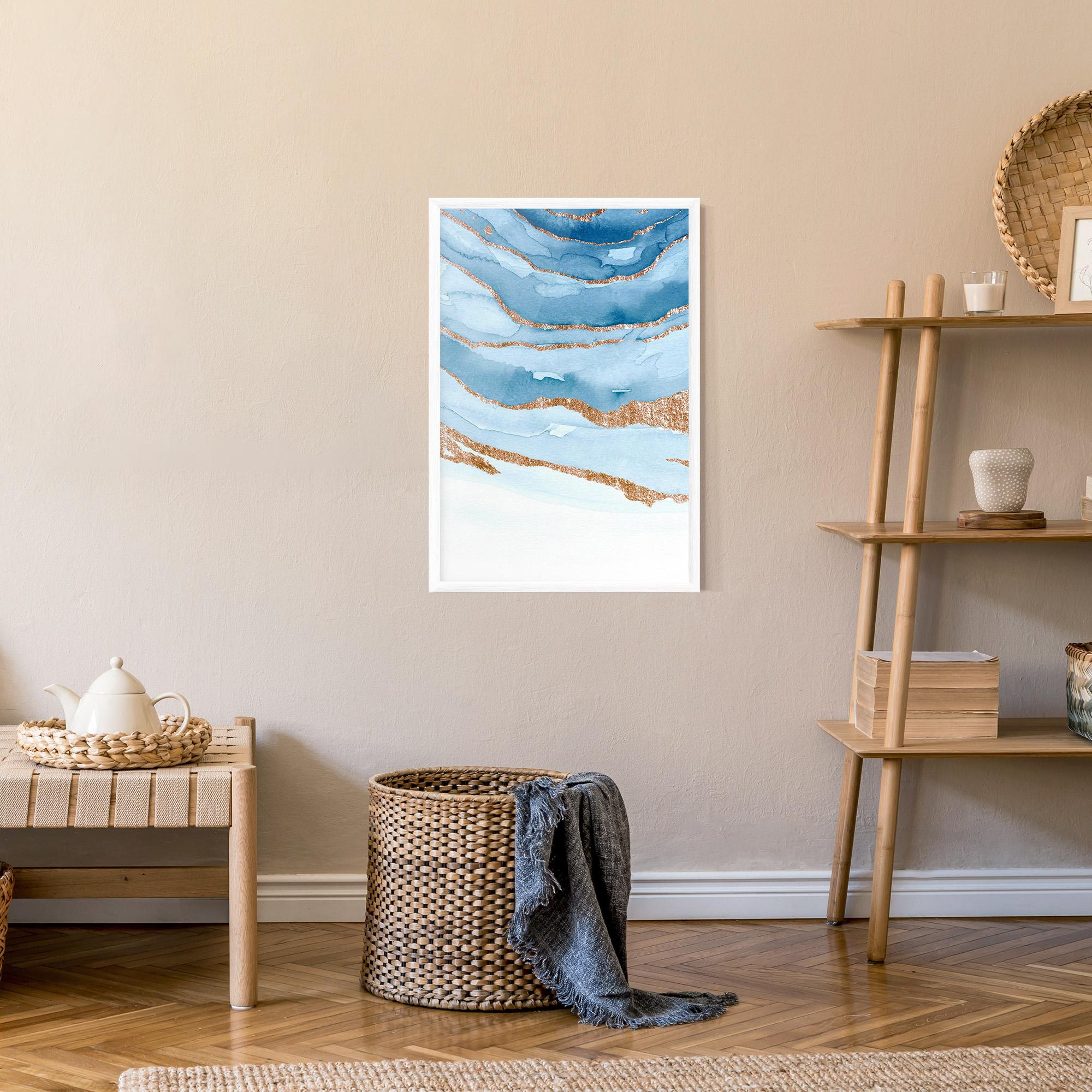 Plakat w Ramie Golden Glitter Blue mockup 9