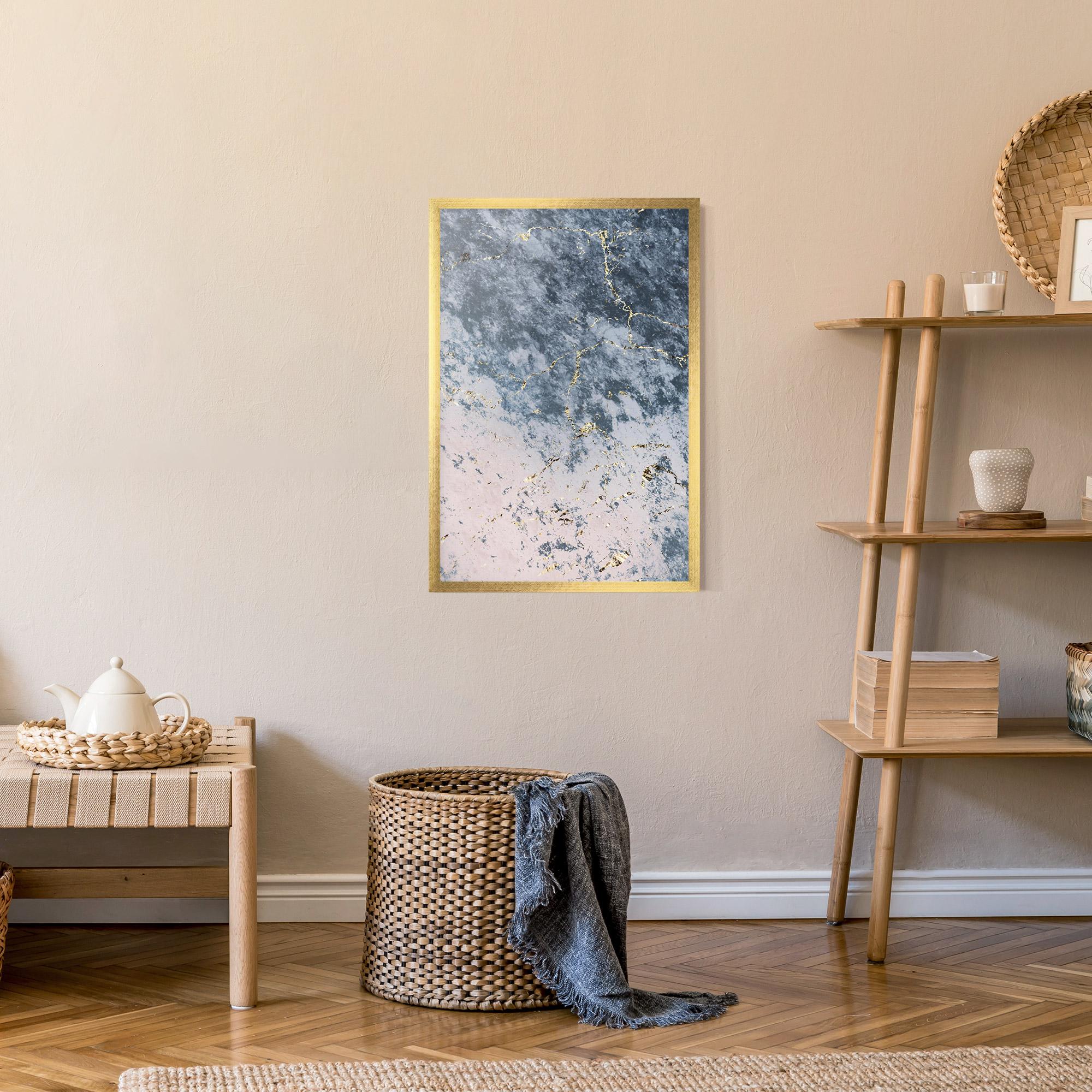 Plakat w Ramie Blue Golden Lines mockup 9