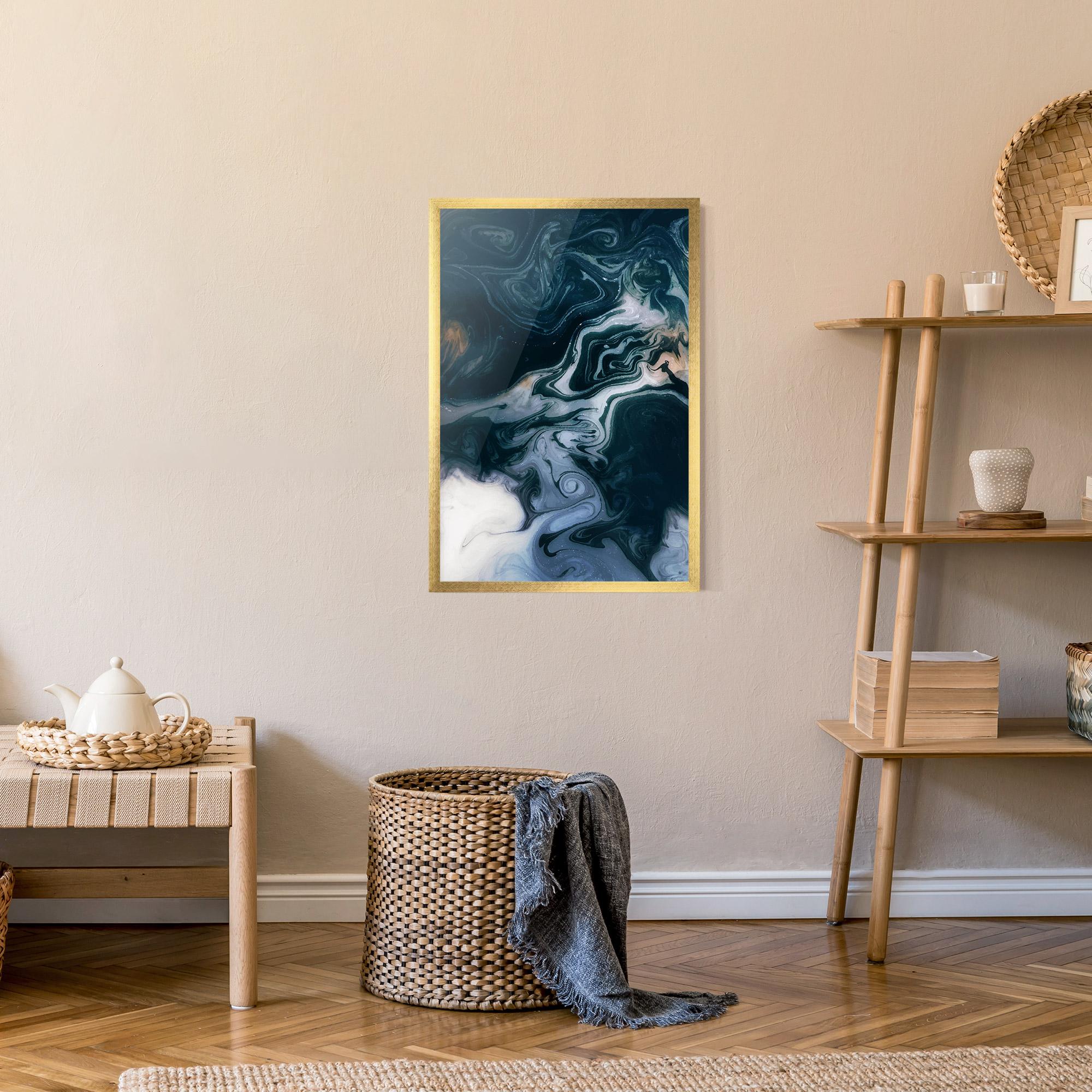 Plakat w Ramie Dark Blue With White mockup 9