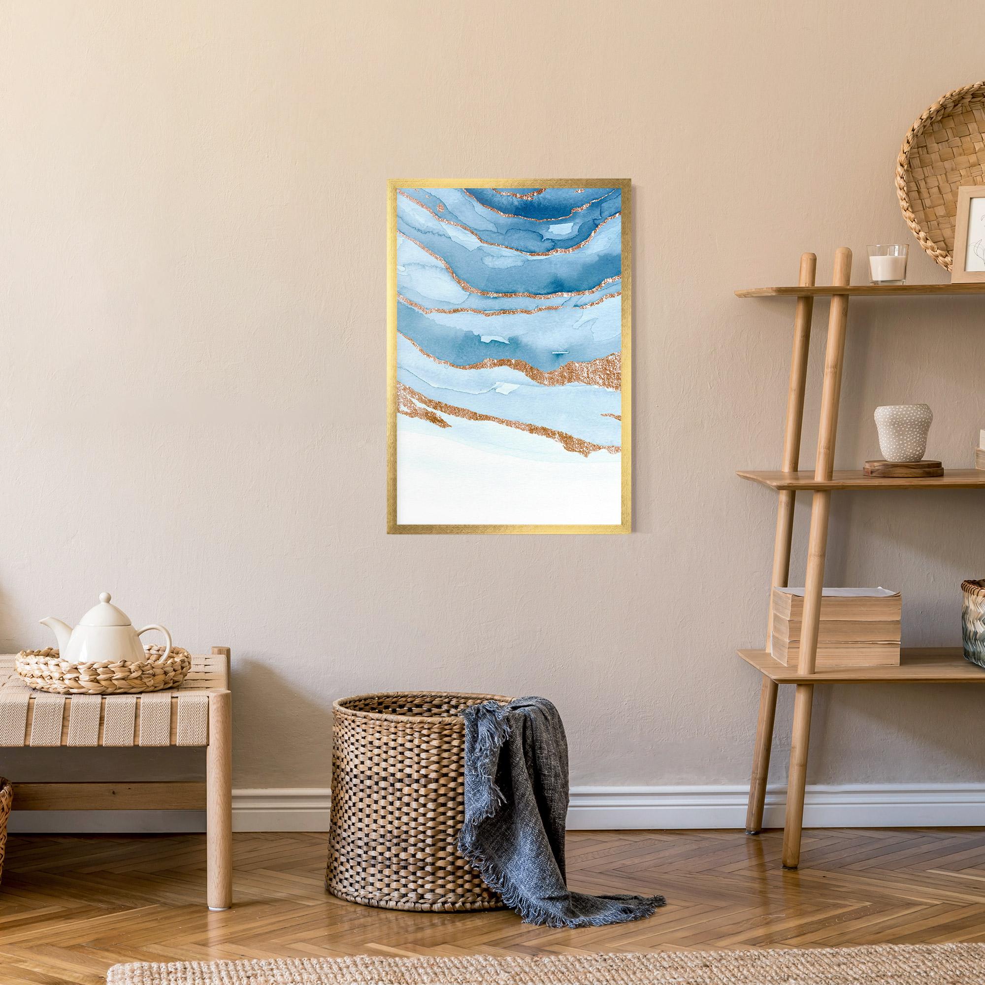 Plakat w Ramie Golden Glitter Blue mockup 9