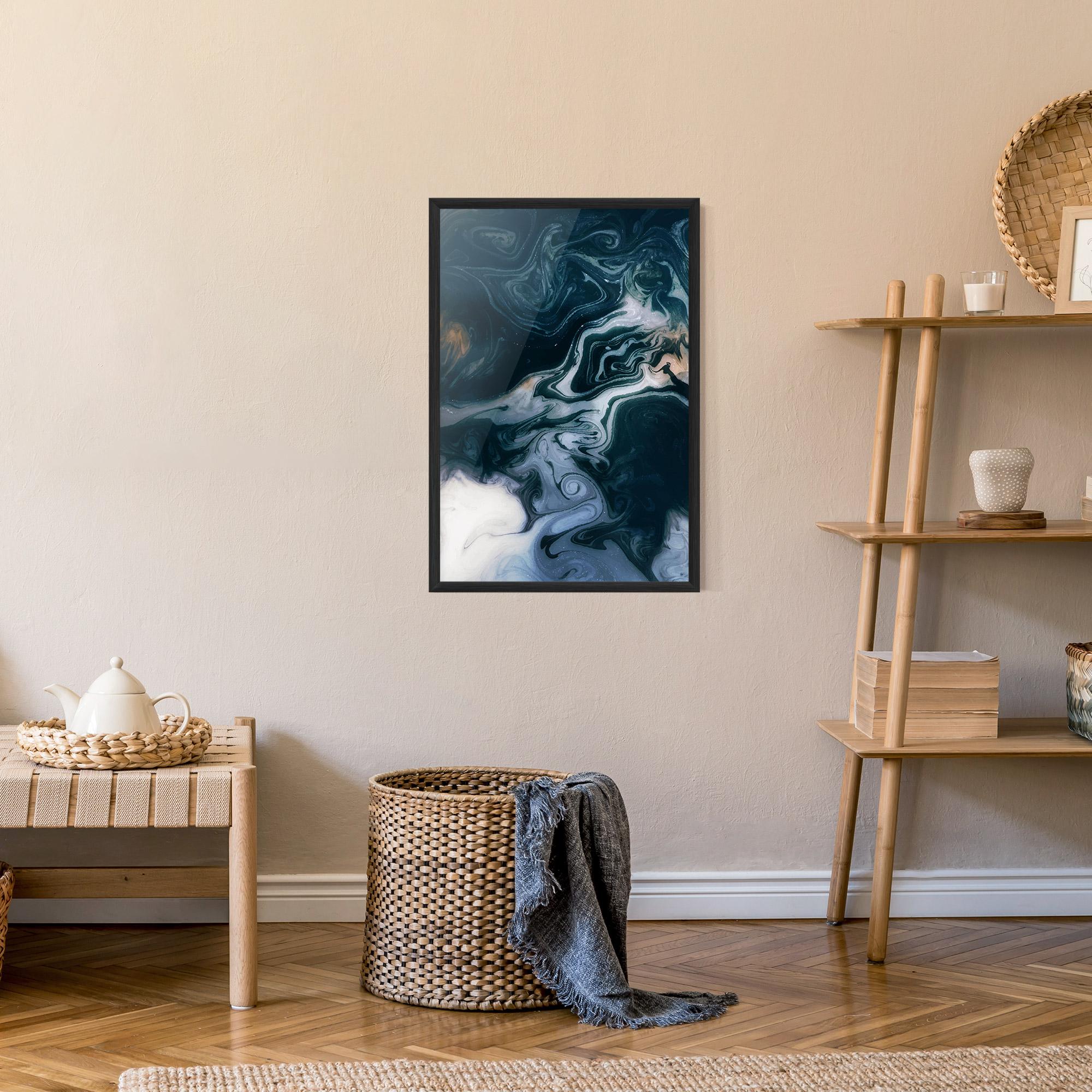 Plakat w Ramie Dark Blue With White mockup 9