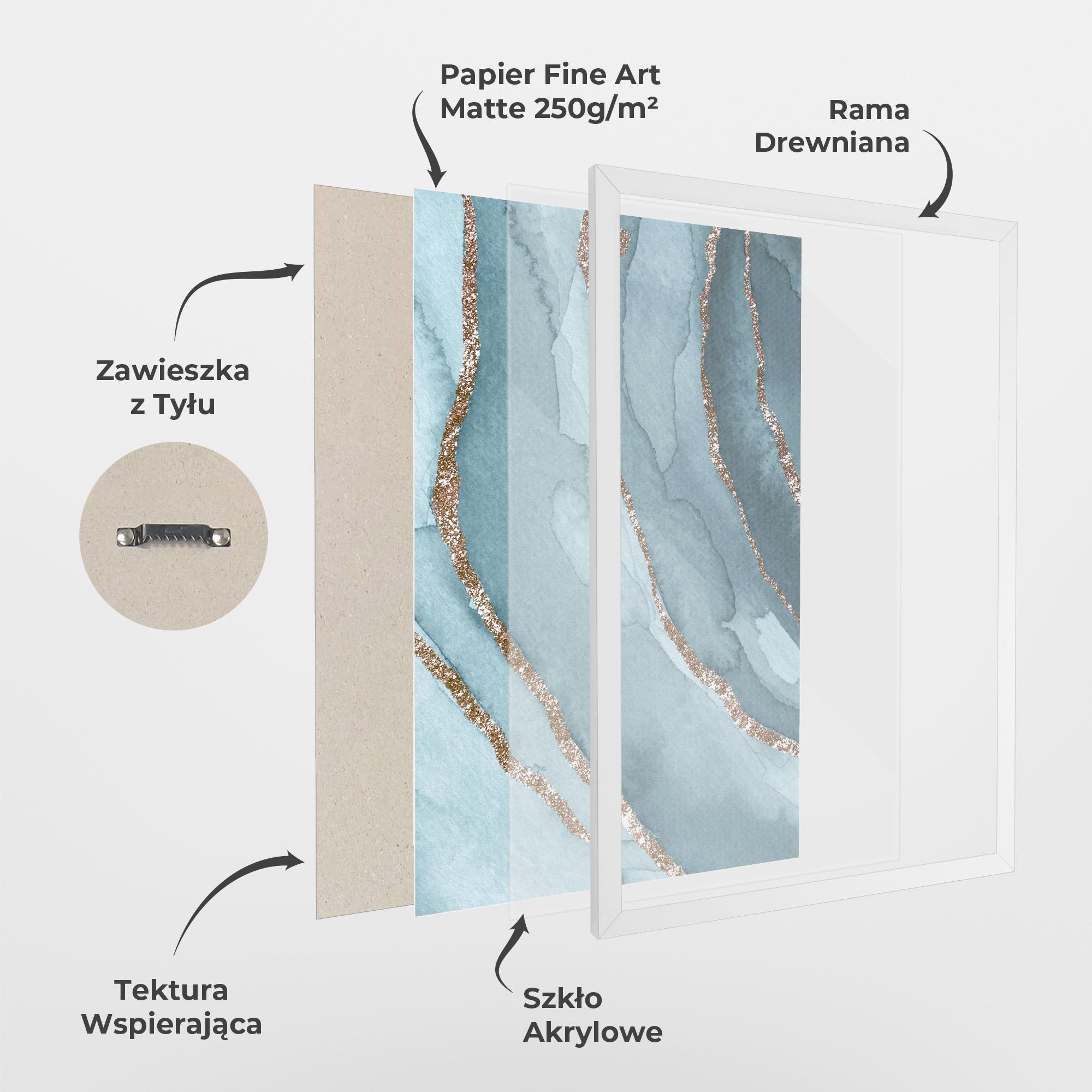 Plakat w Ramie Blue Golden Glitter mockup 1