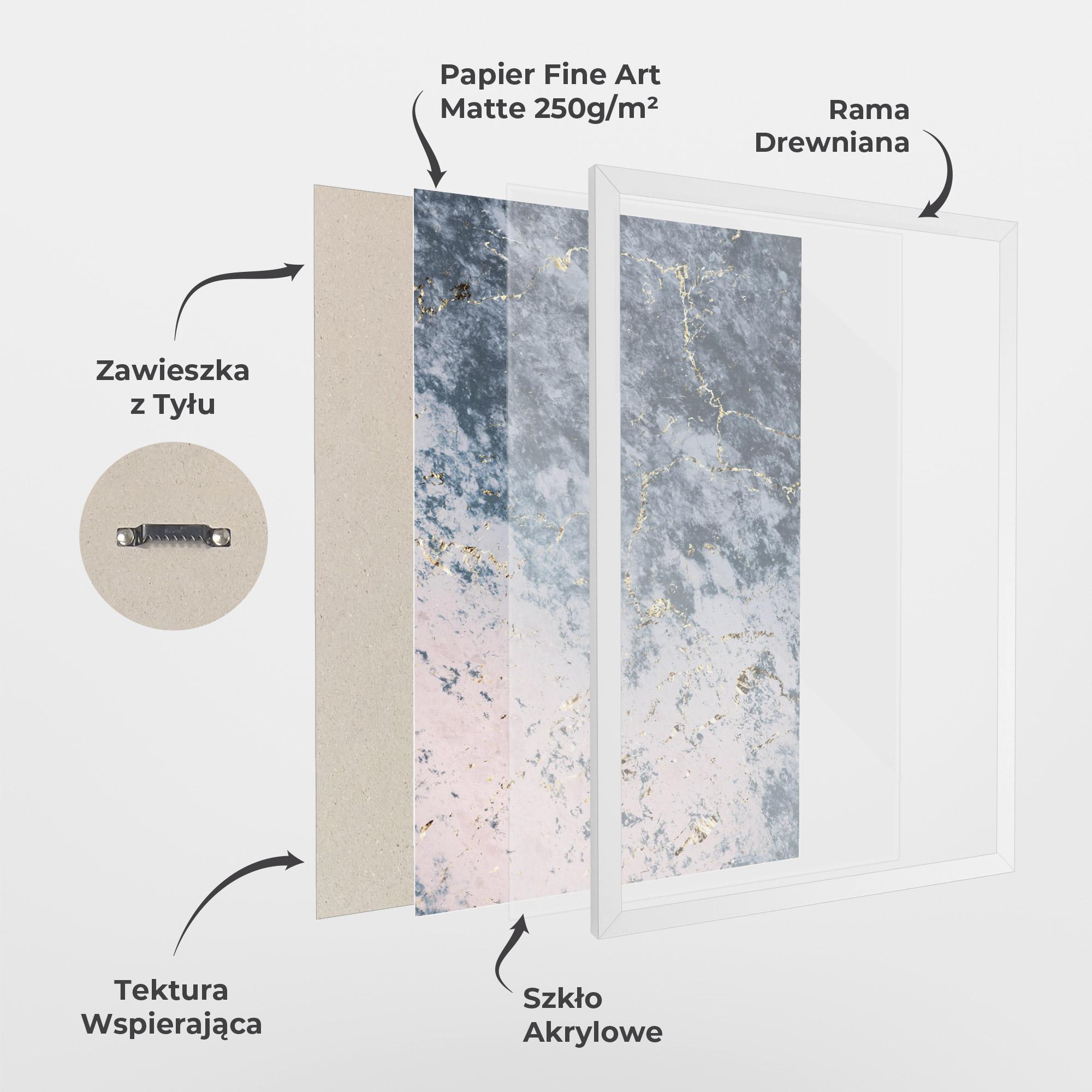 Plakat w Ramie Blue Golden Lines mockup 1