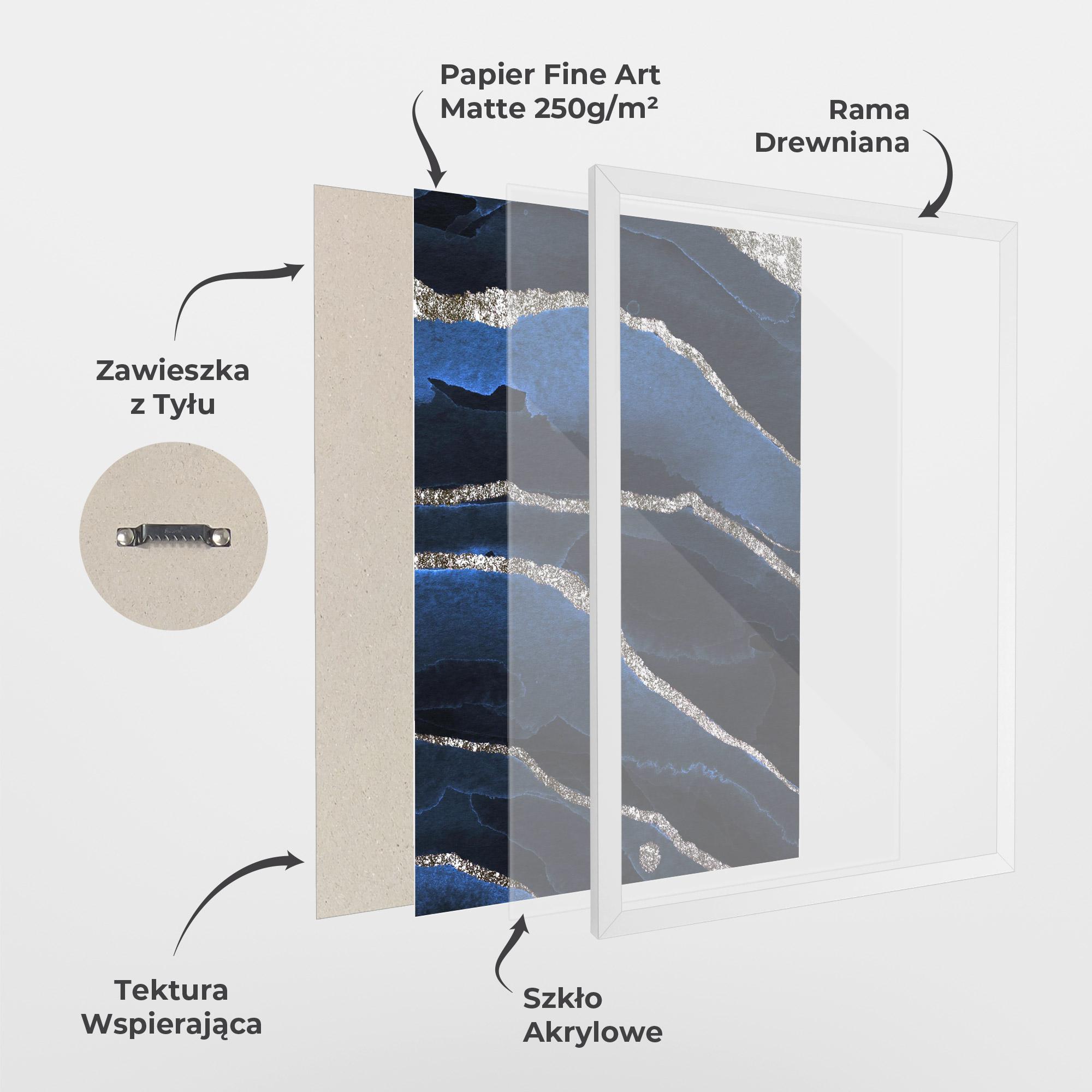 Plakat w Ramie Golden Lines With Blue mockup 1