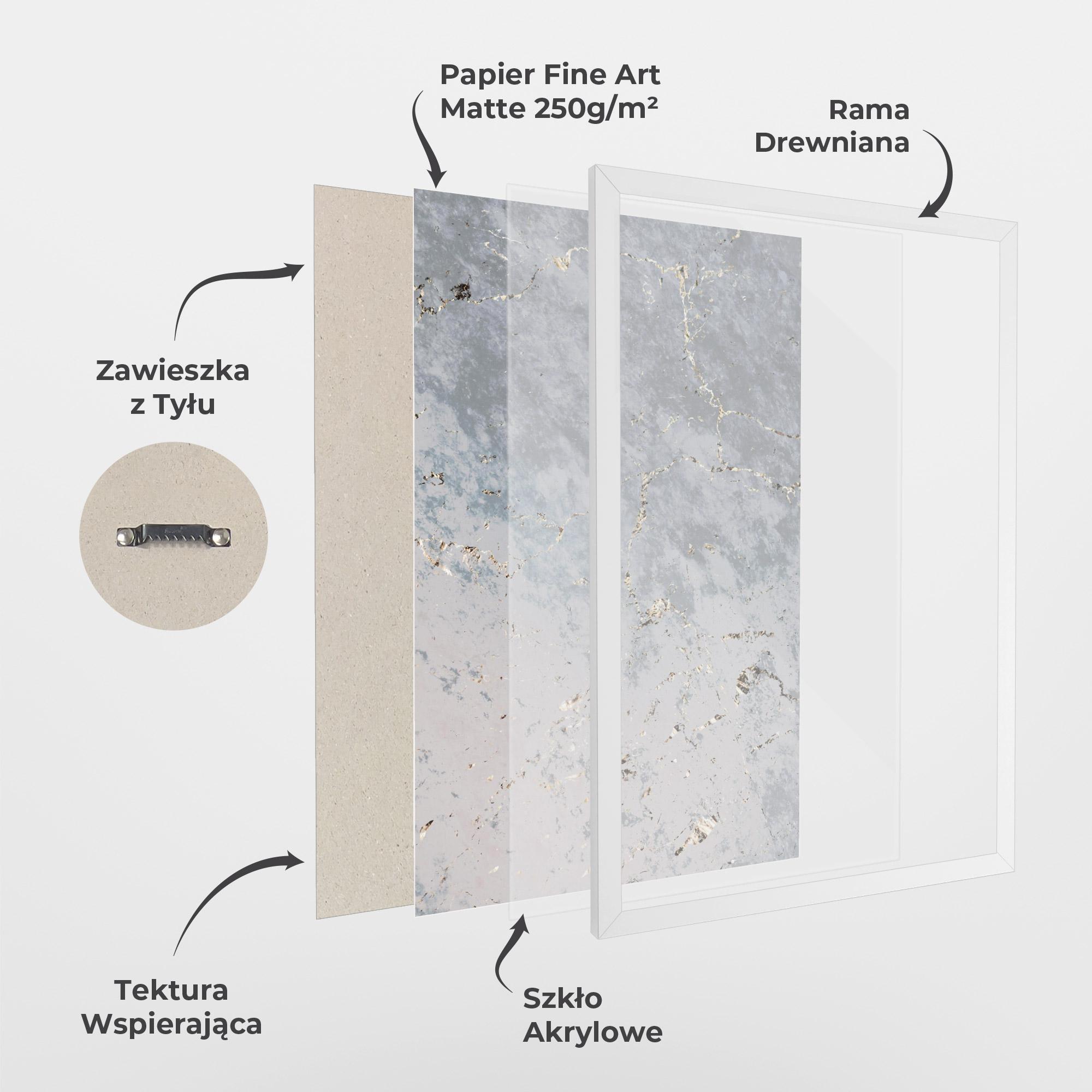 Plakat w Ramie Light Blue Golden Lines mockup 1