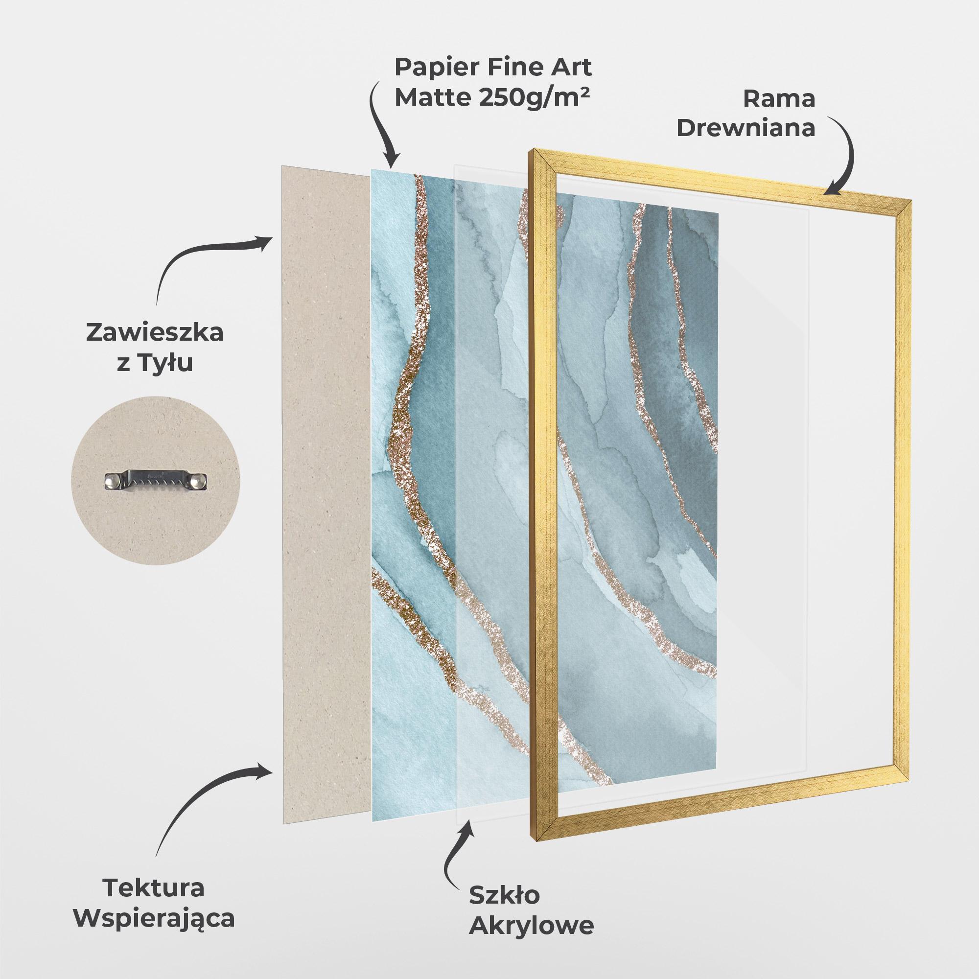 Plakat w Ramie Blue Golden Glitter mockup 1