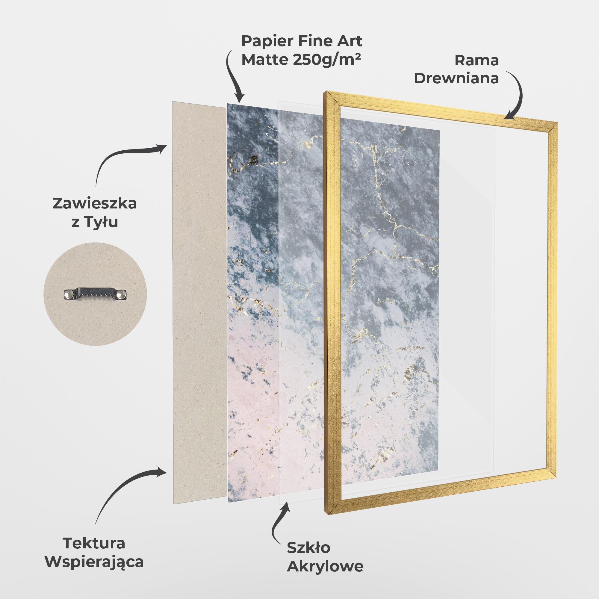 Plakat w Ramie Blue Golden Lines mockup 1