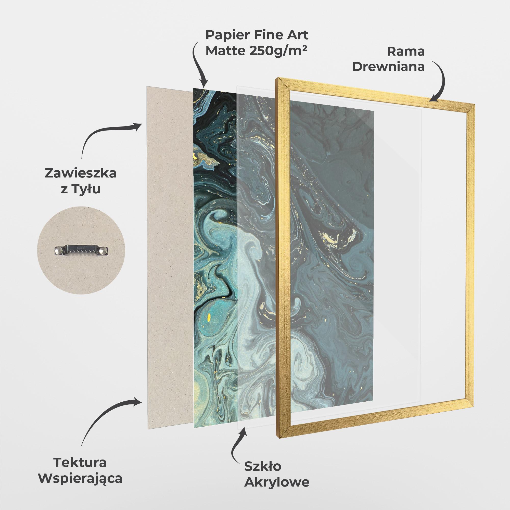 Plakat w Ramie Dark Blue Golden Marble mockup 1