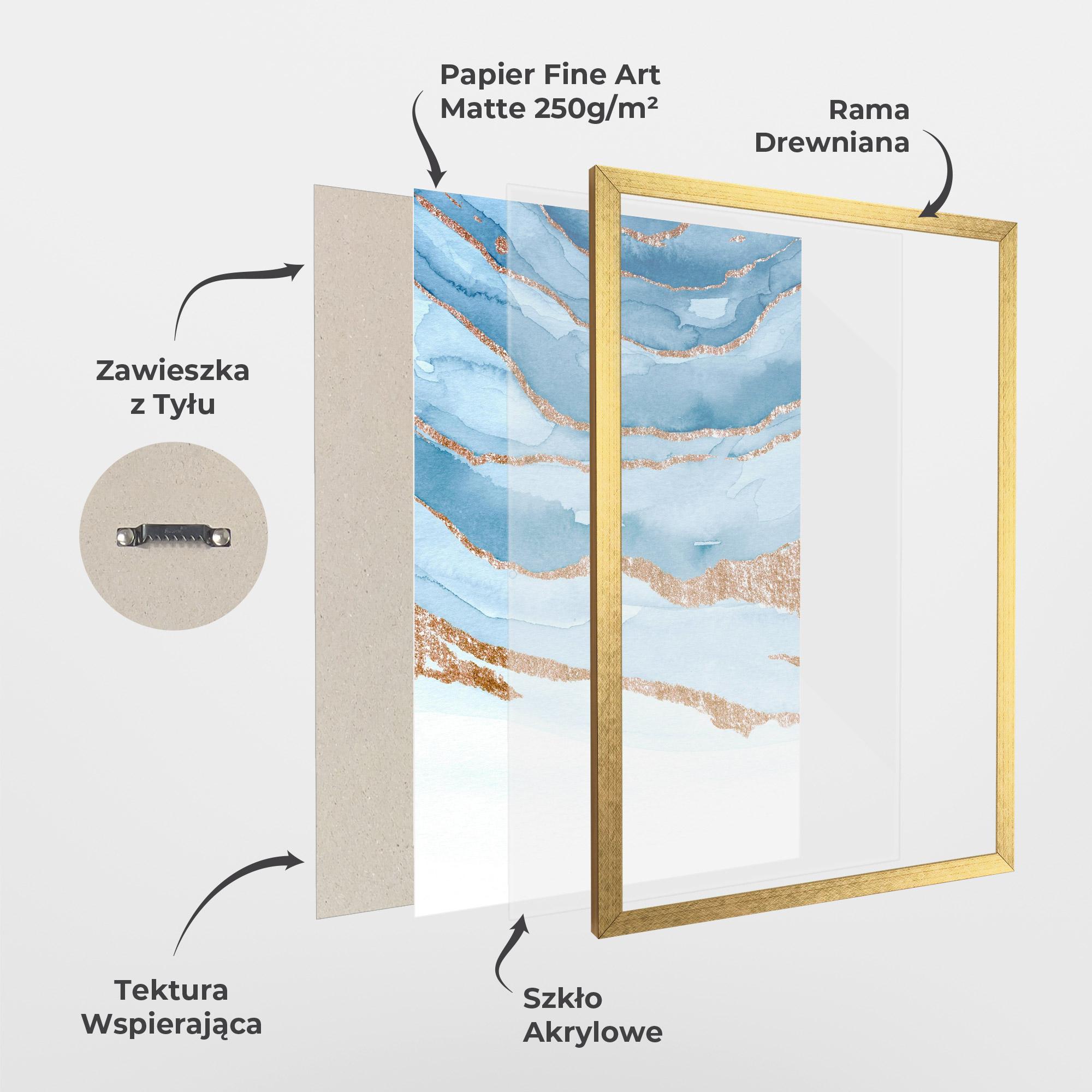 Plakat w Ramie Golden Glitter Blue mockup 1