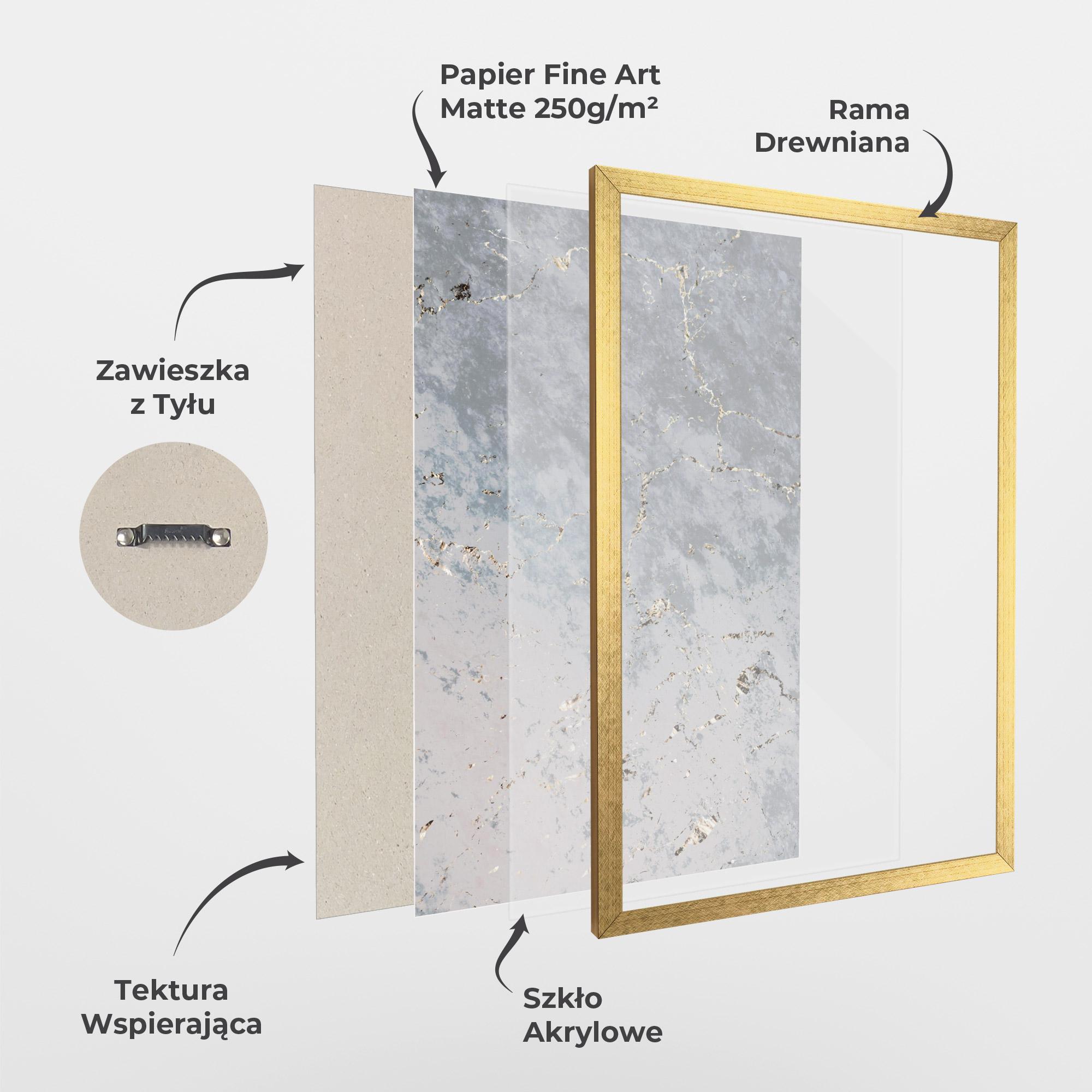 Plakat w Ramie Light Blue Golden Lines mockup 1