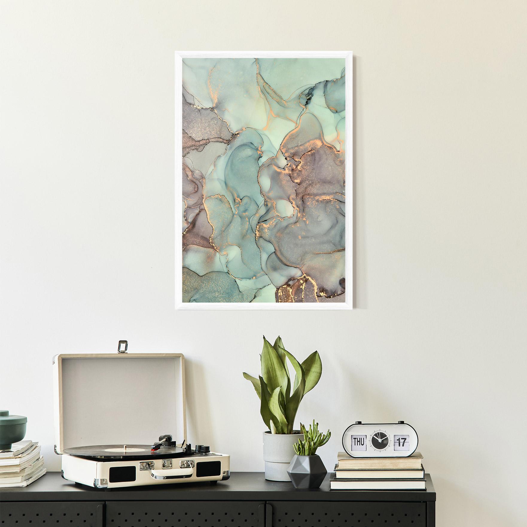 Plakat w Ramie Abstract Turquoise Marble mockup 2