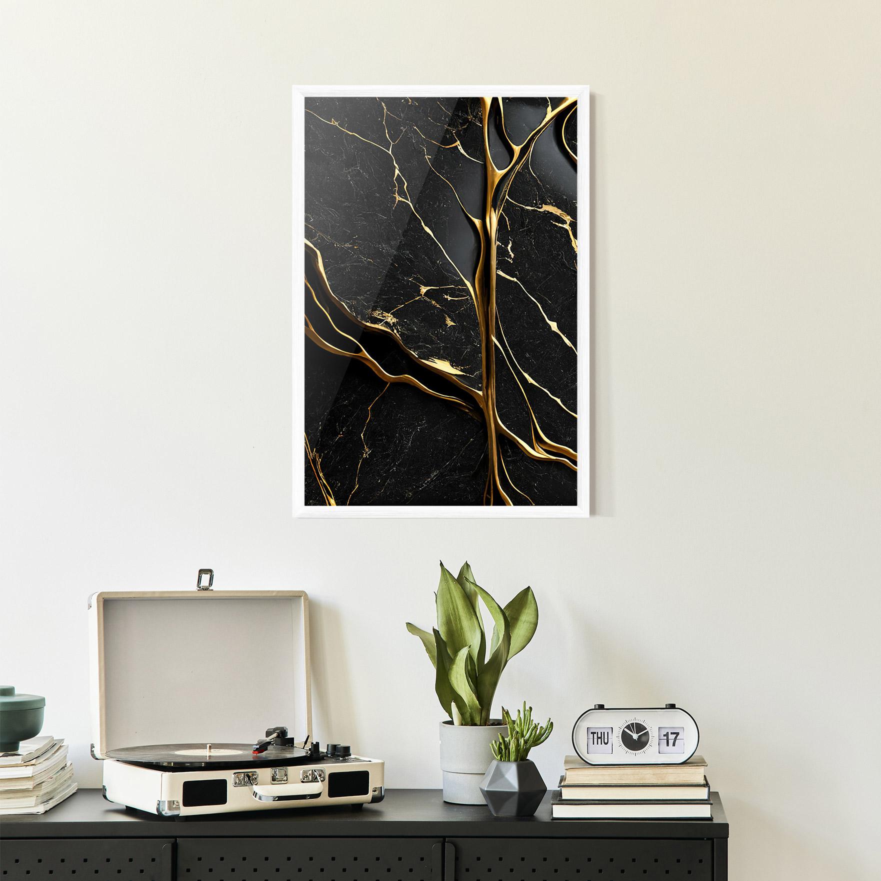 Plakat w Ramie Black Square Marble mockup 2