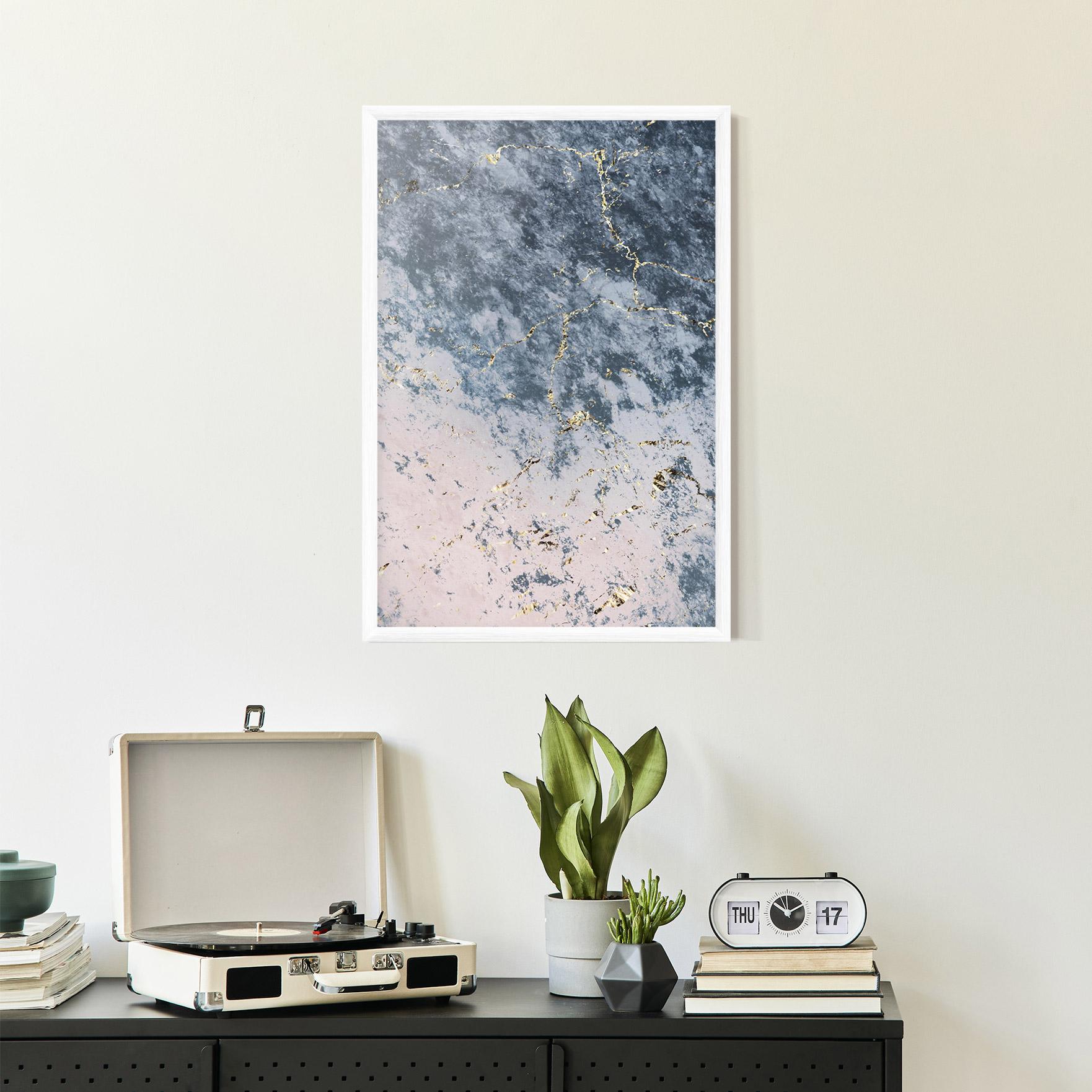 Plakat w Ramie Blue Golden Lines mockup 2