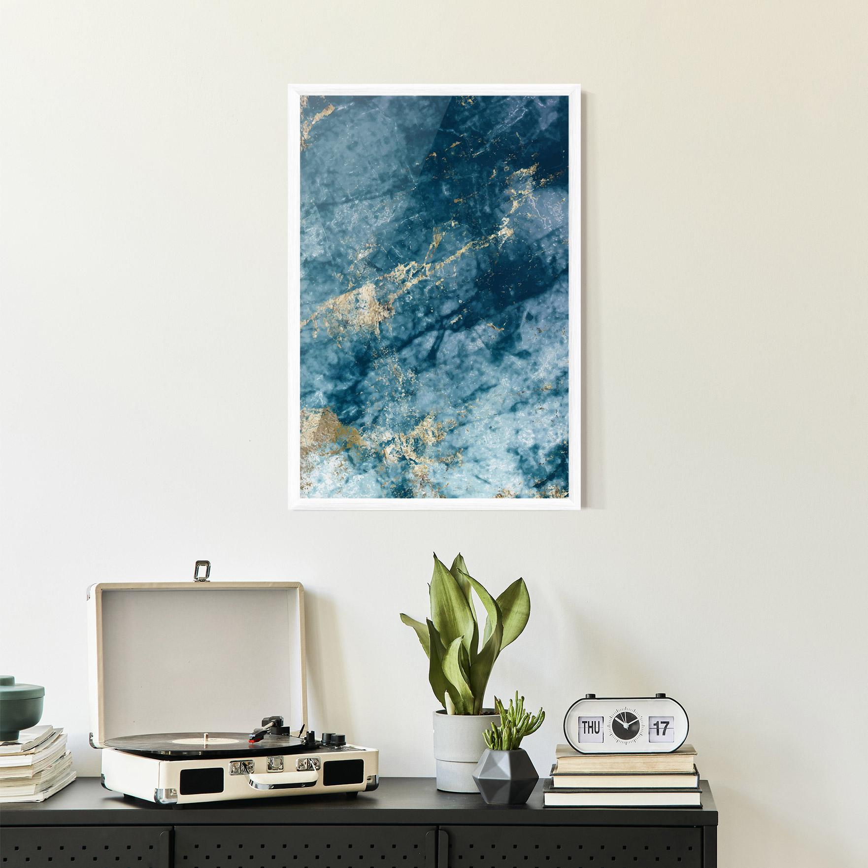 Plakat w Ramie Blue Water Marble mockup 2
